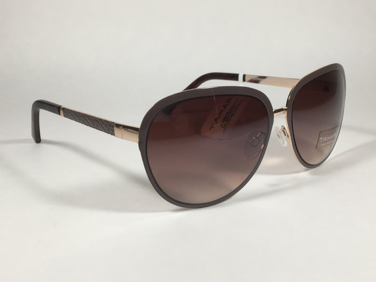 Tahari Designer Sunglasses Brown And Gold Frame Brown Gradient Lens TH753 BRN - Sunglasses