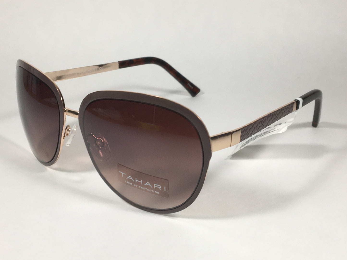 Tahari Designer Sunglasses Brown And Gold Frame Brown Gradient Lens TH753 BRN - Sunglasses
