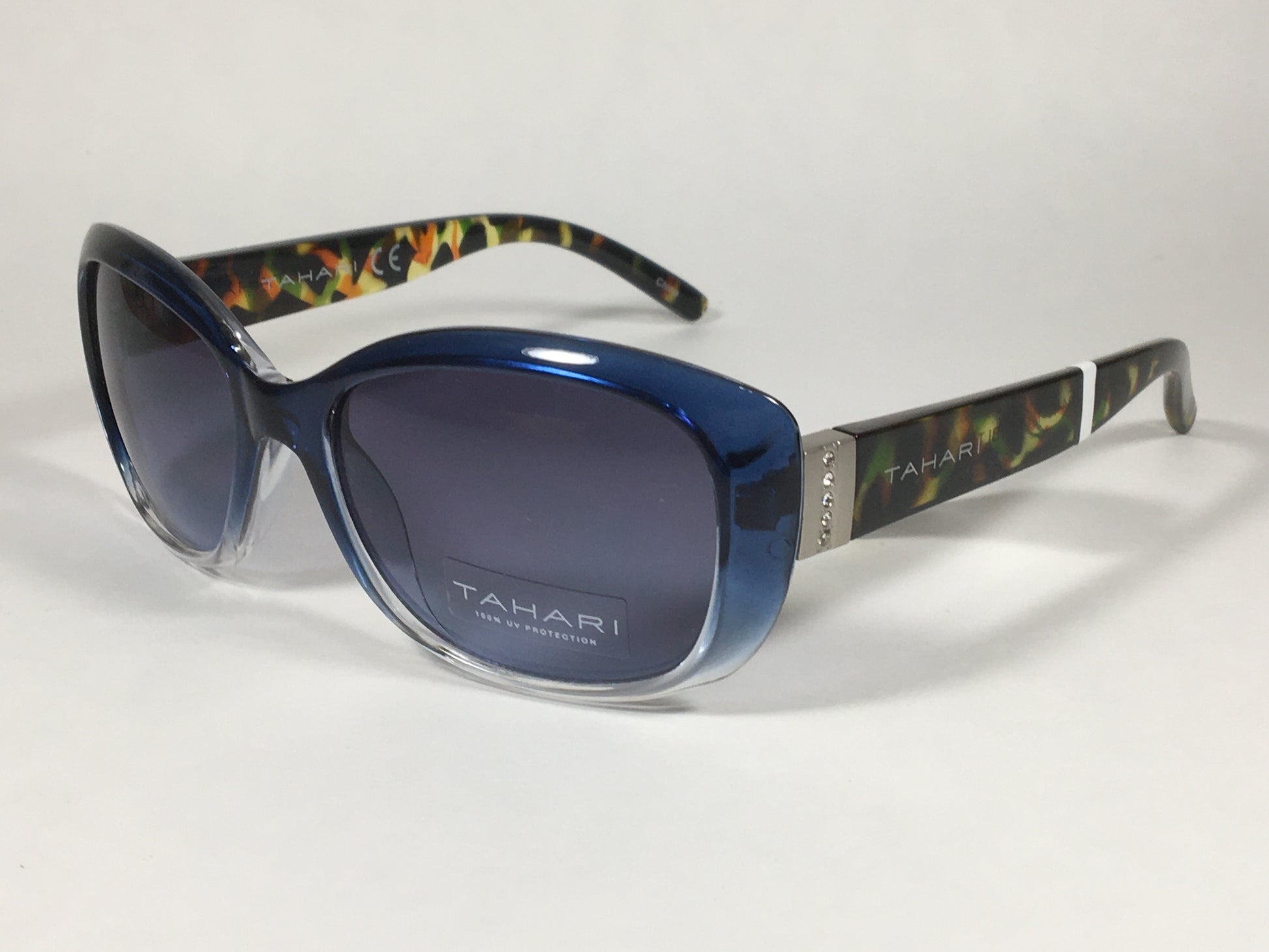 Tahari Oval Sunglasses Blue And Tortoise Frame Blue Lens TH754 BLTS - Sunglasses