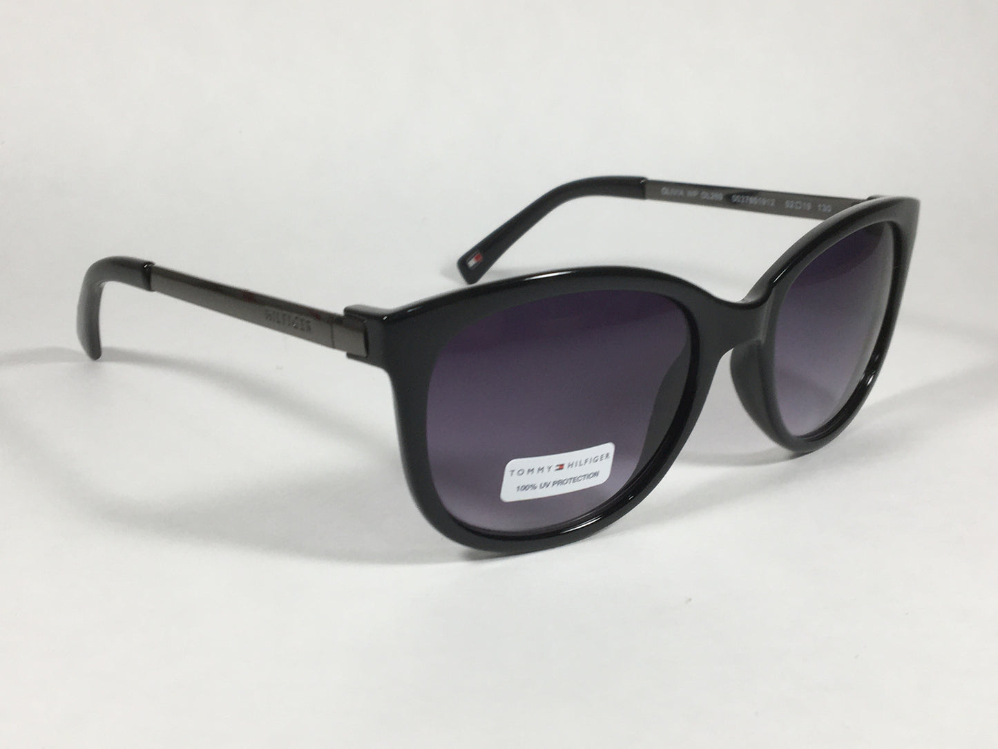 Tommy Hilfiger Olivia Square Sunglasses Shiny Black and Gunmetal Gray Frame Gray Gradient Lens OLIVIA WP OL269 - Sunglasses