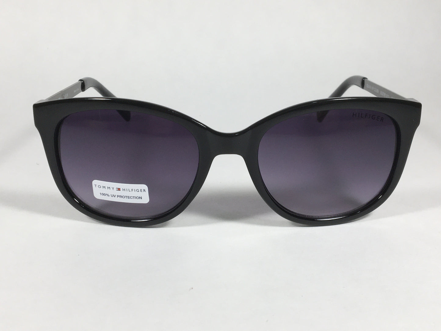 Tommy Hilfiger Olivia Square Sunglasses Shiny Black and Gunmetal Gray Frame Gray Gradient Lens OLIVIA WP OL269 - Sunglasses