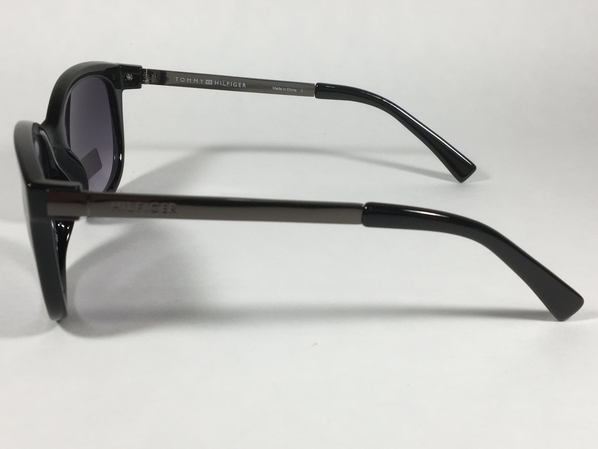 Tommy Hilfiger Olivia Square Sunglasses Shiny Black and Gunmetal Gray Frame Gray Gradient Lens OLIVIA WP OL269 - Sunglasses