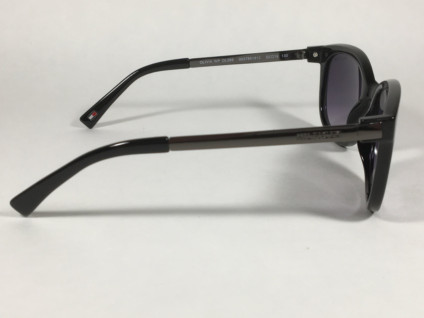 Tommy Hilfiger Olivia Square Sunglasses Shiny Black and Gunmetal Gray Frame Gray Gradient Lens OLIVIA WP OL269 - Sunglasses