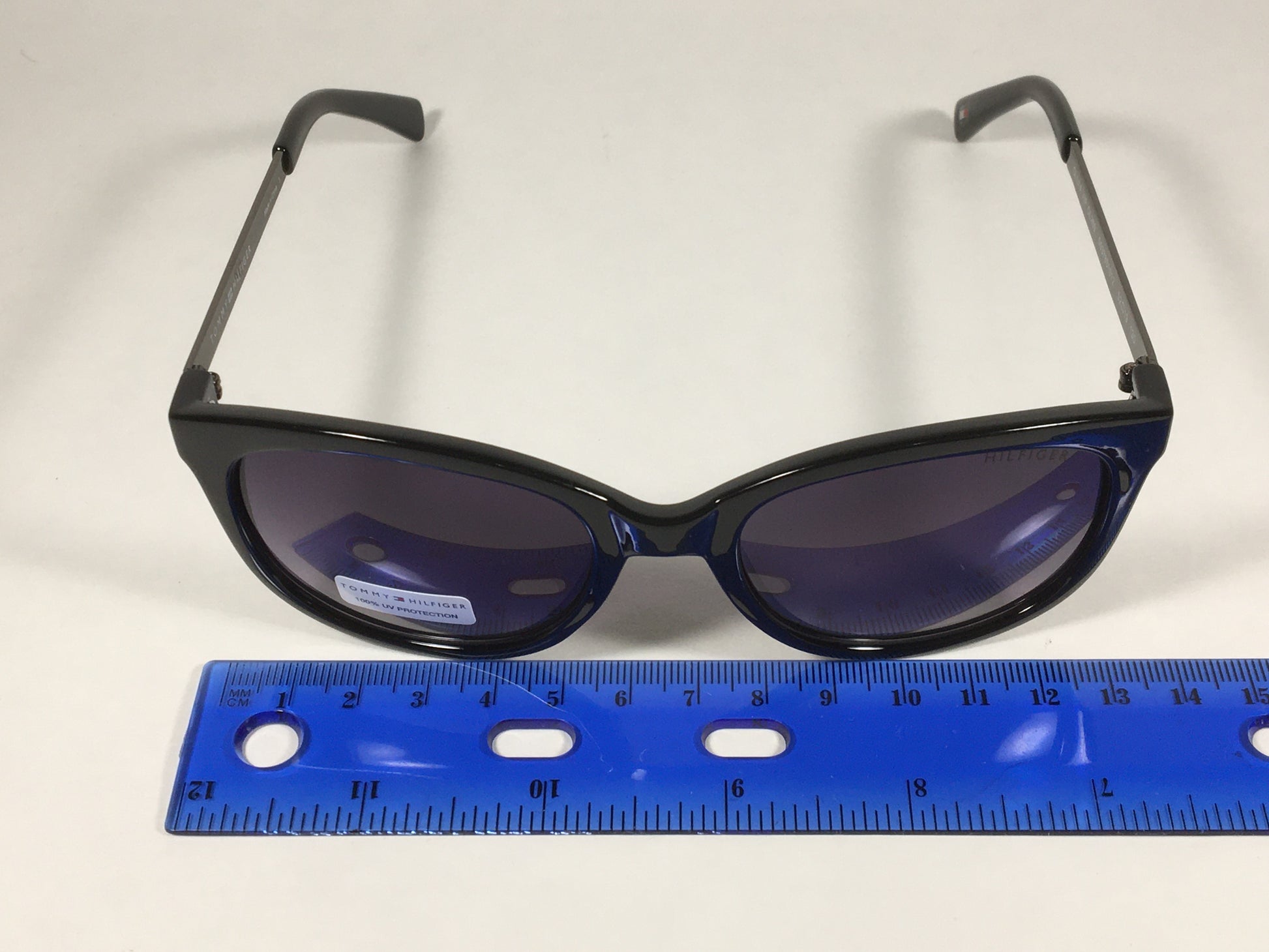 Tommy Hilfiger Olivia Square Sunglasses Shiny Black and Gunmetal Gray Frame Gray Gradient Lens OLIVIA WP OL269 - Sunglasses