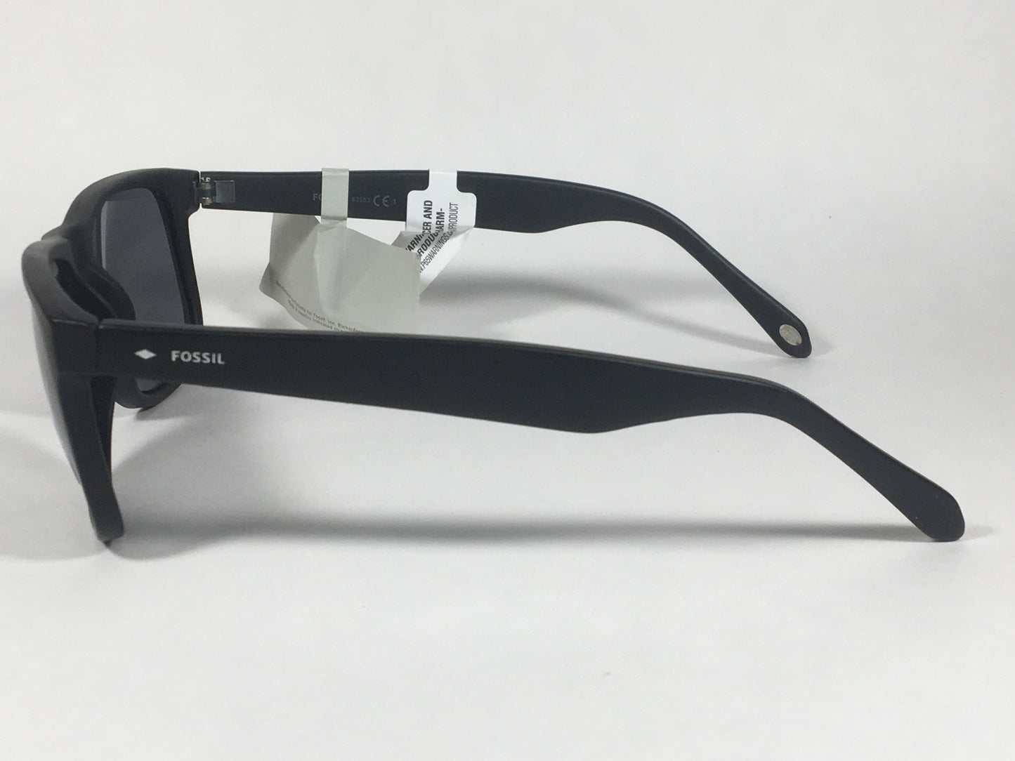 Fossil Square Sunglasses Matte Black Frame Solid Gray Lens FM12 - Sunglasses
