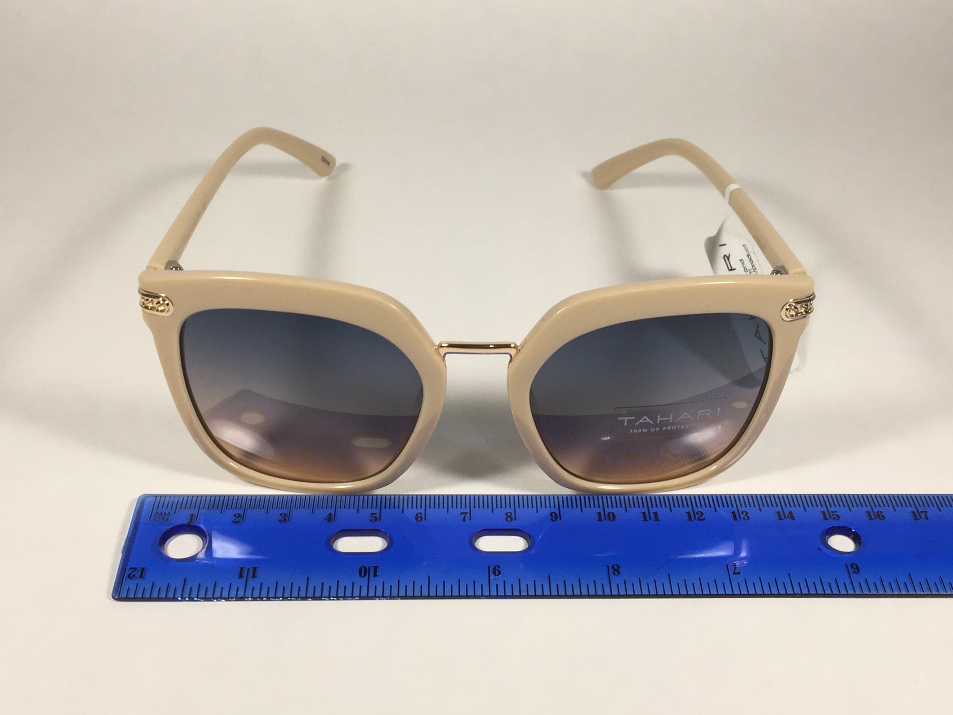 Tahari Large Cat Eye Sunglasses Nude Plastic Frame Blue Nude Gradient TH712 ND - Sunglasses