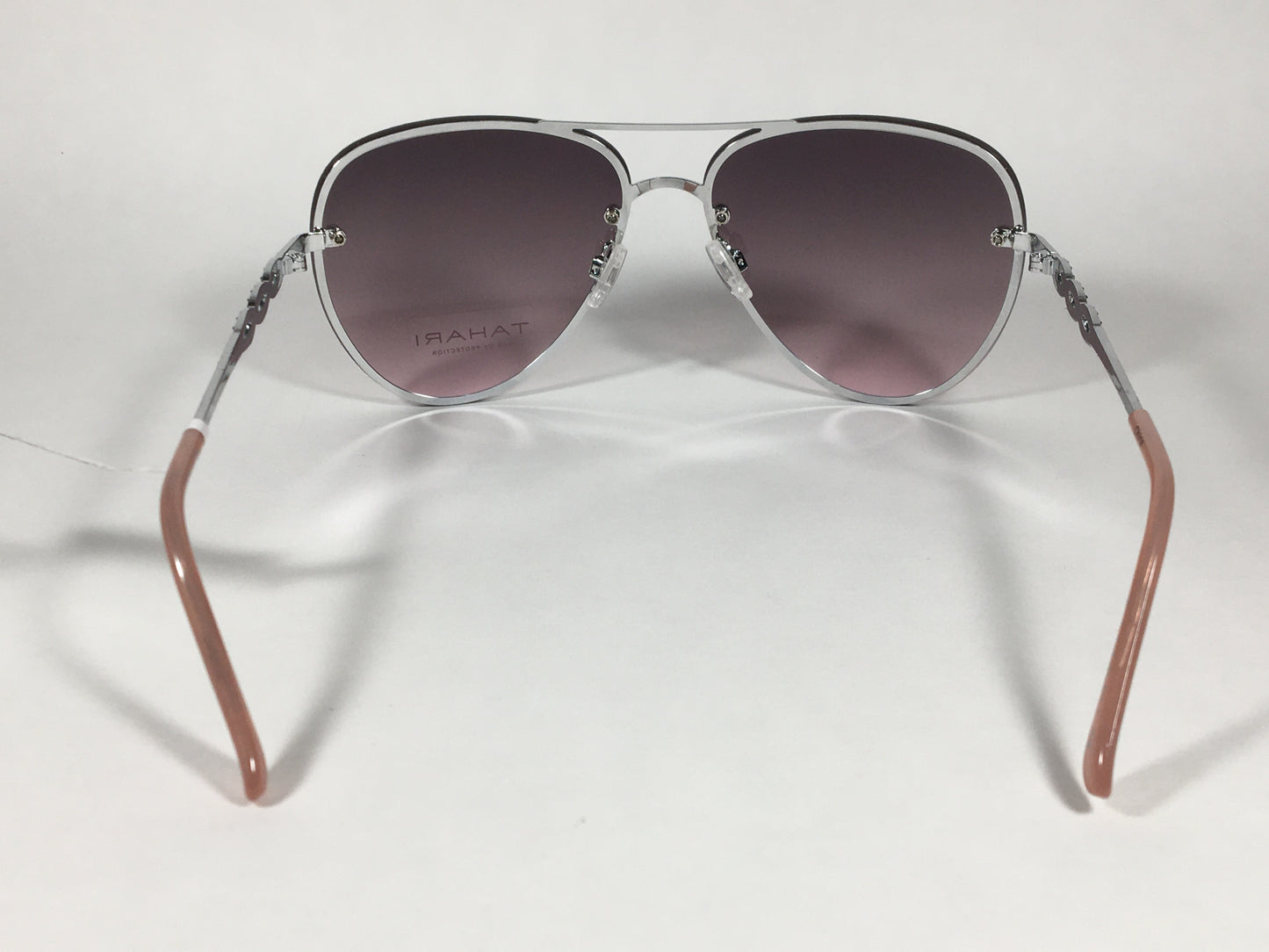 Tahari Rimless Aviator Sunglasses Silver Metal Rose Gradient Lens TH789 SLVRS - Sunglasses