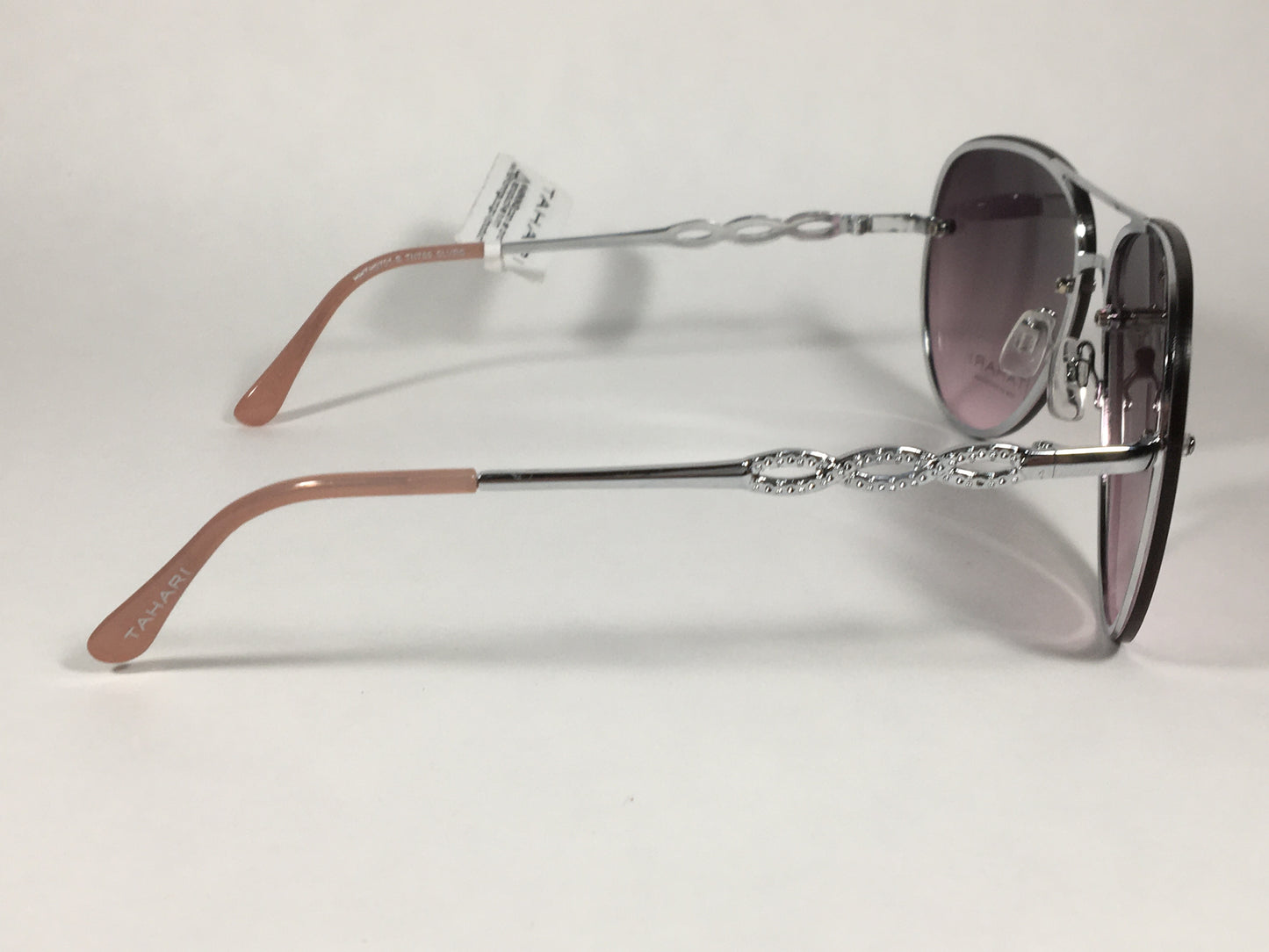 Tahari Rimless Aviator Sunglasses Silver Metal Rose Gradient Lens TH789 SLVRS - Sunglasses