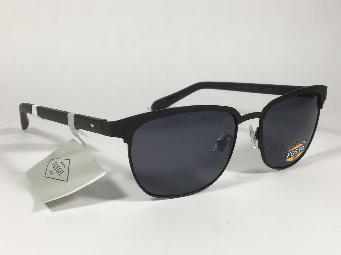 Fossil Club Sunglasses Matte Black Frame Solid Gray Lens FM120 Small Mens 53mm - Sunglasses