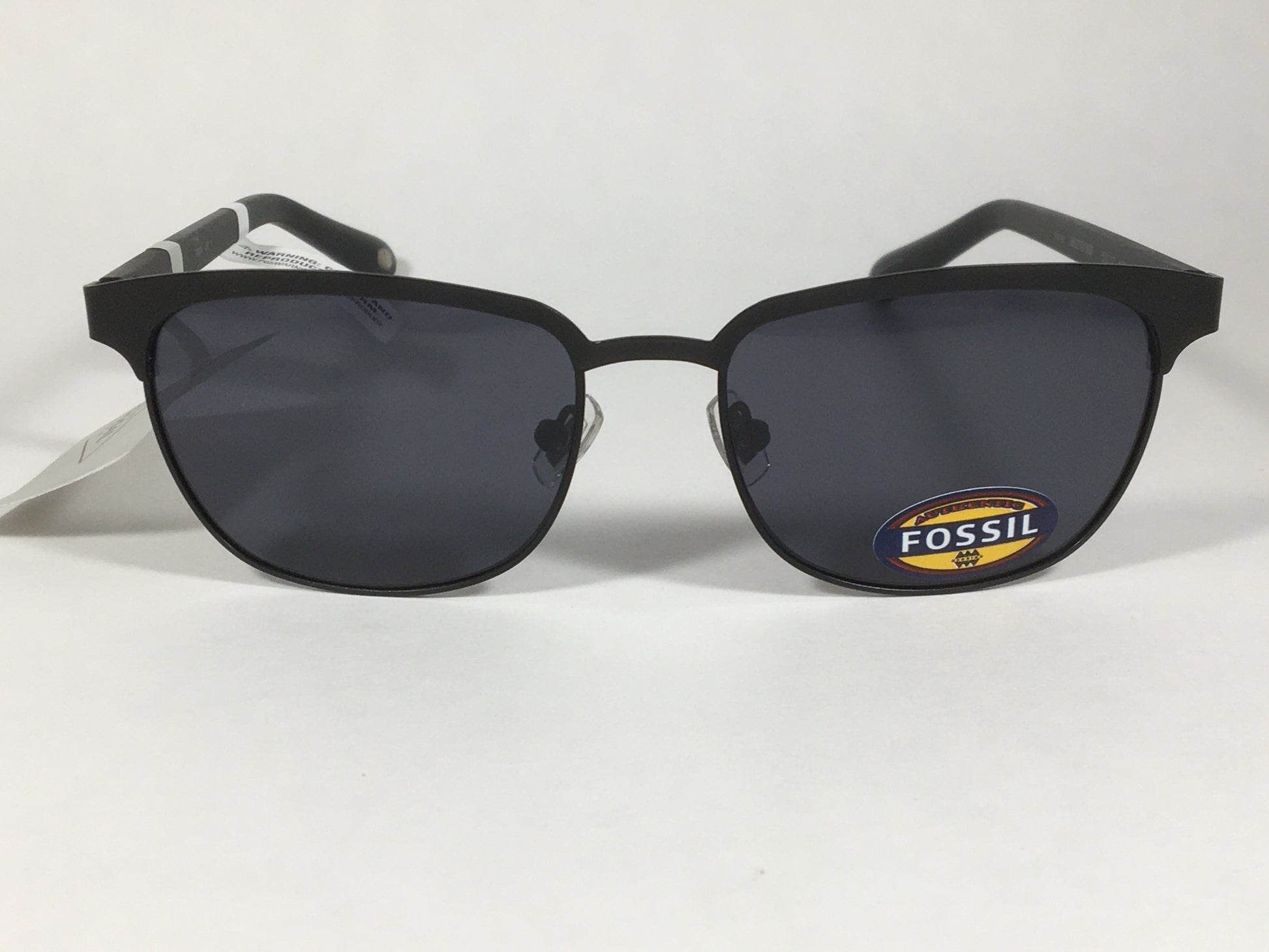 Fossil Club Sunglasses Matte Black Frame Solid Gray Lens FM120 Small Mens 53mm - Sunglasses