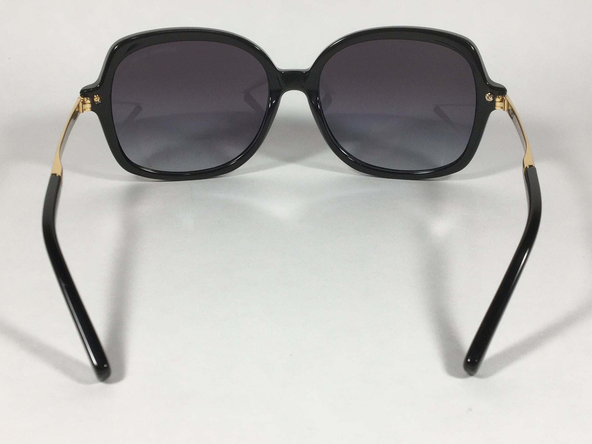 Michael Kors Adrianna II Square Sunglasses Shiny Black Gold Gray Gradient Lens MK-2024 - Sunglasses