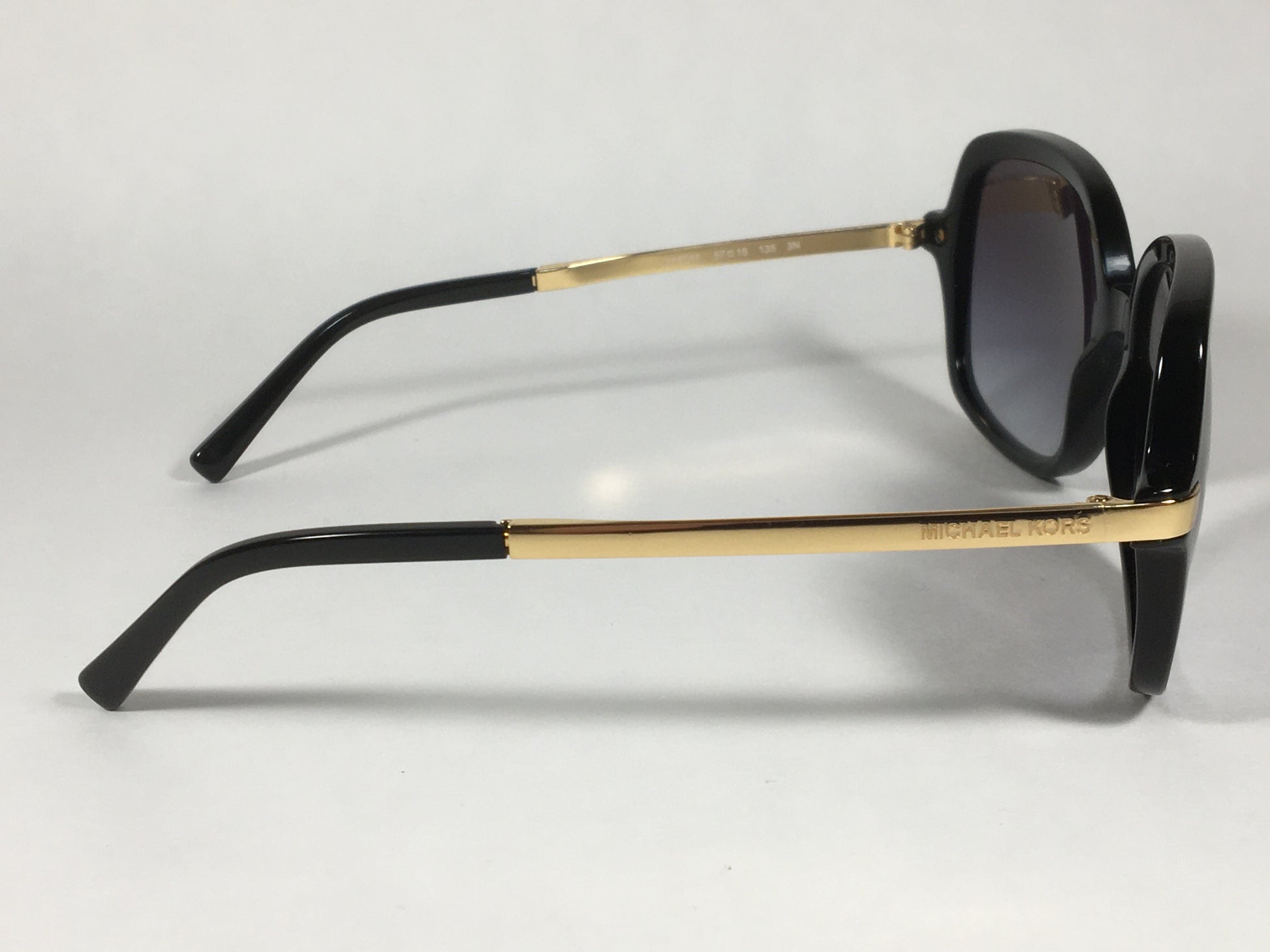 Michael Kors Adrianna II Square Sunglasses Shiny Black Gold Gray Gradient Lens MK-2024 - Sunglasses