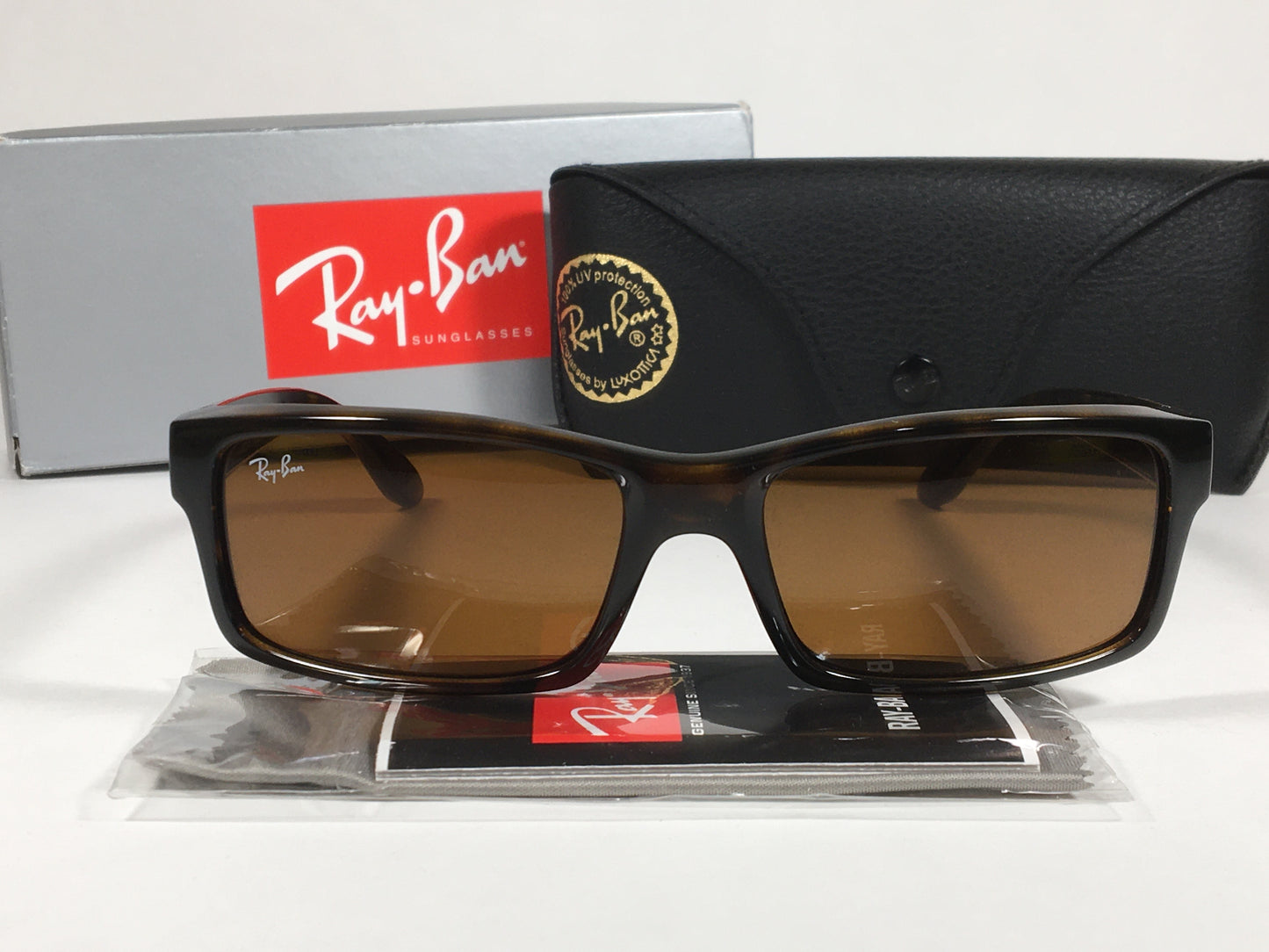 Ray-Ban Active Rectangle Sunglasses Brown Havana Tortoise Nylon Frame Brown Lens RB4151 710 - Sunglasses