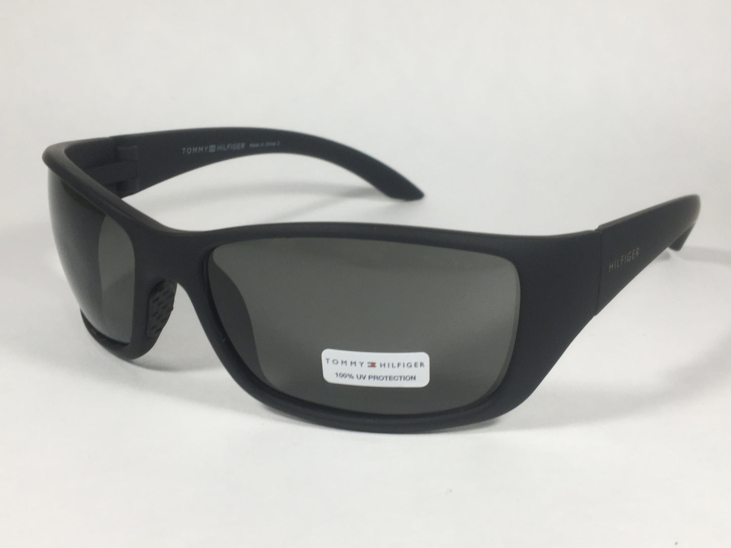 Tommy Hilfiger Jesse Sport Wrap Sunglasses Matte Black Green Lens JESSE MP OM81 - Sunglasses