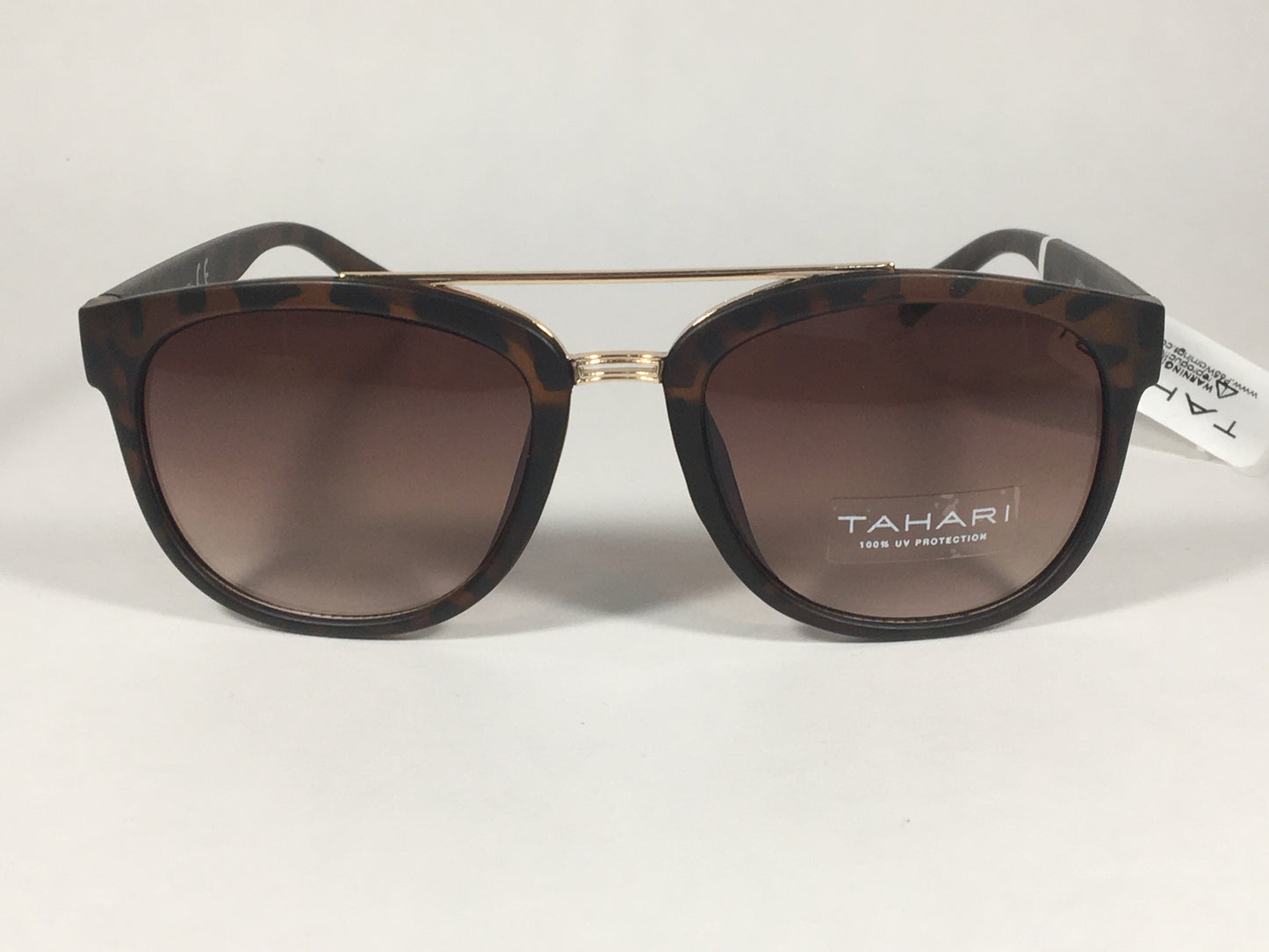 Tahari Brow Bar Designer Sunglasses Tortoise Brown Gold Brown Gradient Lens TH559 TS - Sunglasses