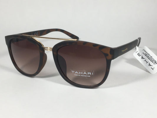 Tahari Brow Bar Designer Sunglasses Tortoise Brown Gold Brown Gradient Lens TH559 TS - Sunglasses