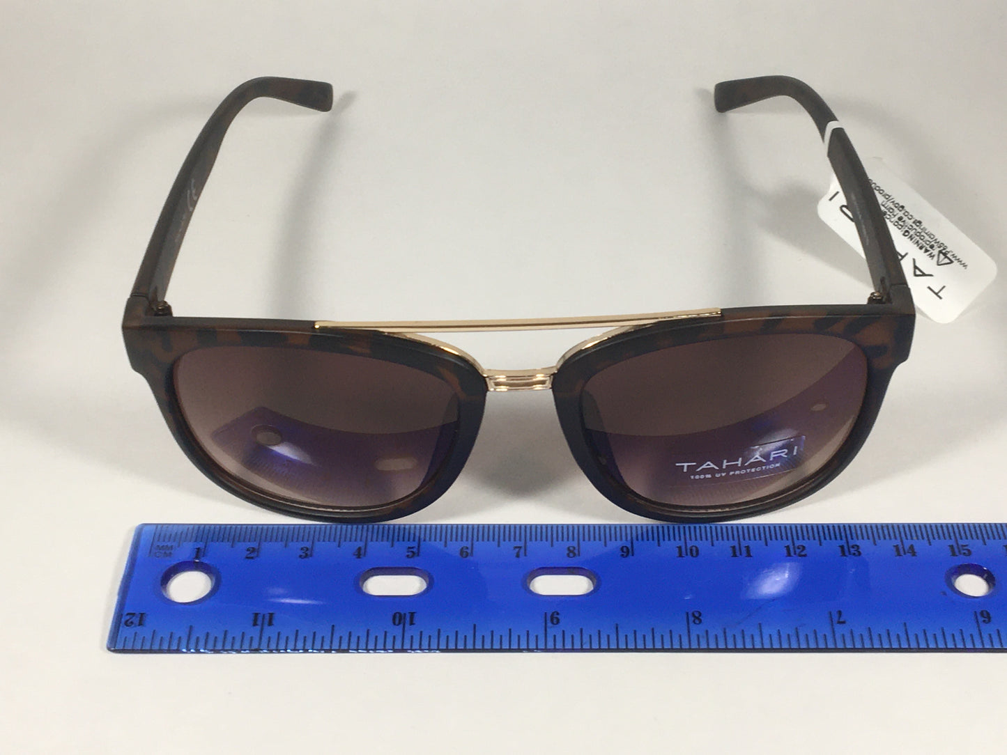 Tahari Brow Bar Designer Sunglasses Tortoise Brown Gold Brown Gradient Lens TH559 TS - Sunglasses