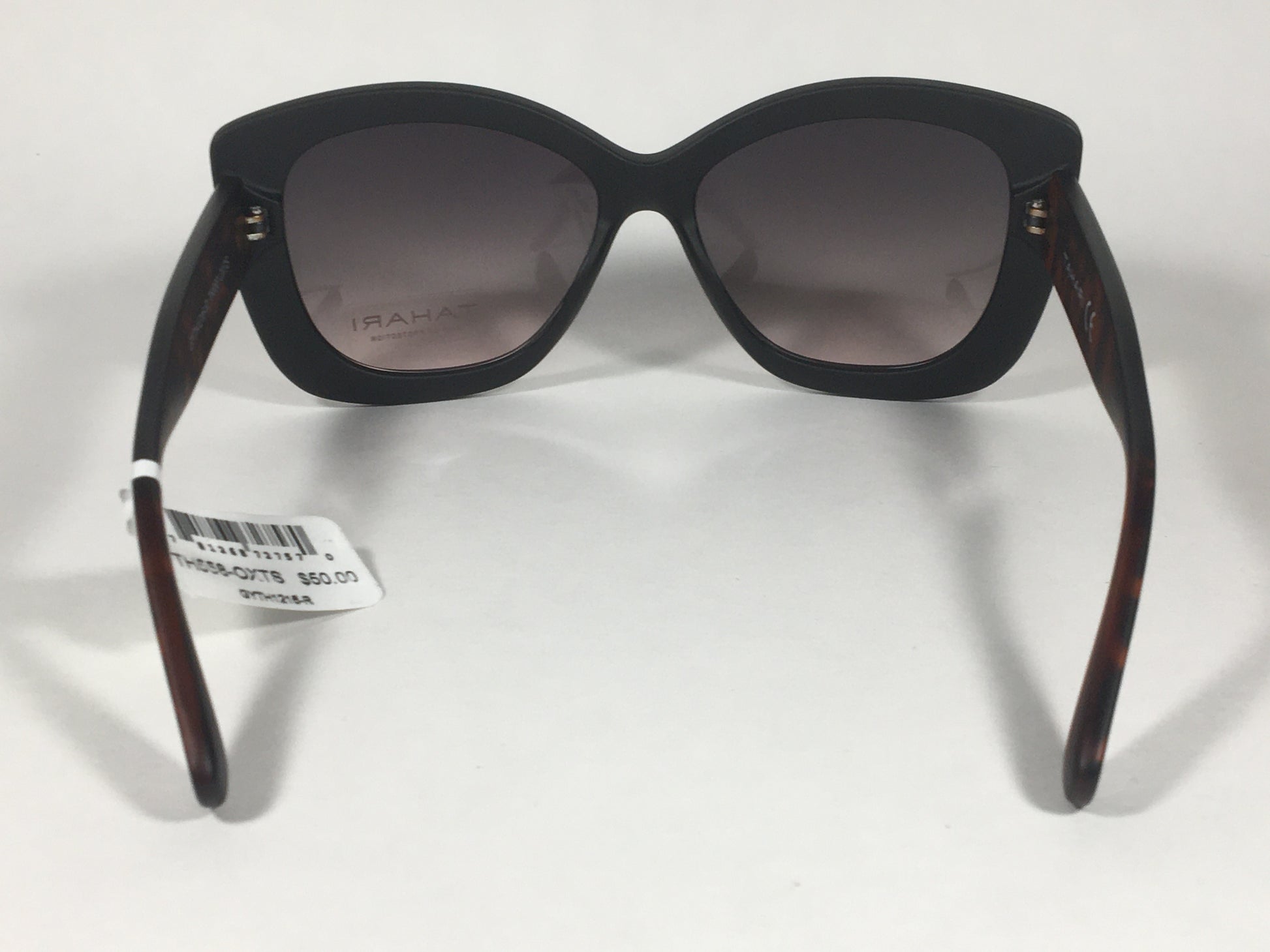 Tahari Large Cat Eye Sunglasses Matte Black And Tortoise Frame Gray Gradient Lens TH558 OXTS - Sunglasses