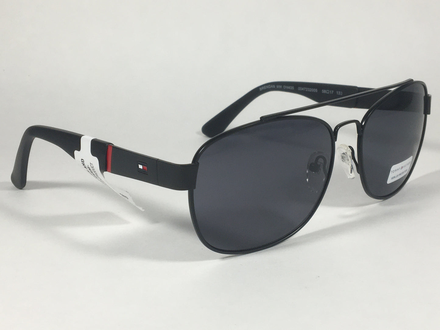 Tommy Hilfiger Brendan Rectangular Sunglasses Matte Black Gray Lens BRENDAN MM OM435 - Sunglasses