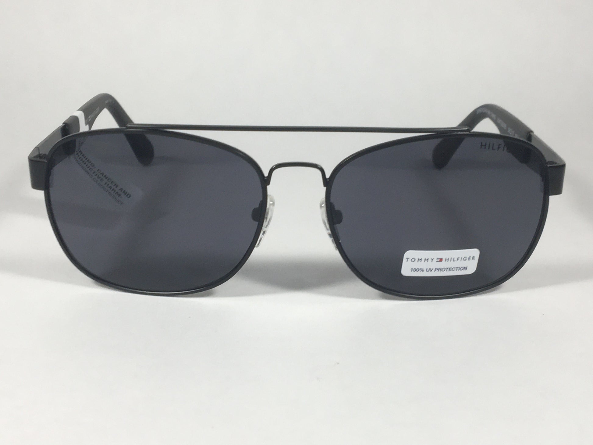 Tommy Hilfiger Brendan Rectangular Sunglasses Matte Black Gray Lens BRENDAN MM OM435 - Sunglasses