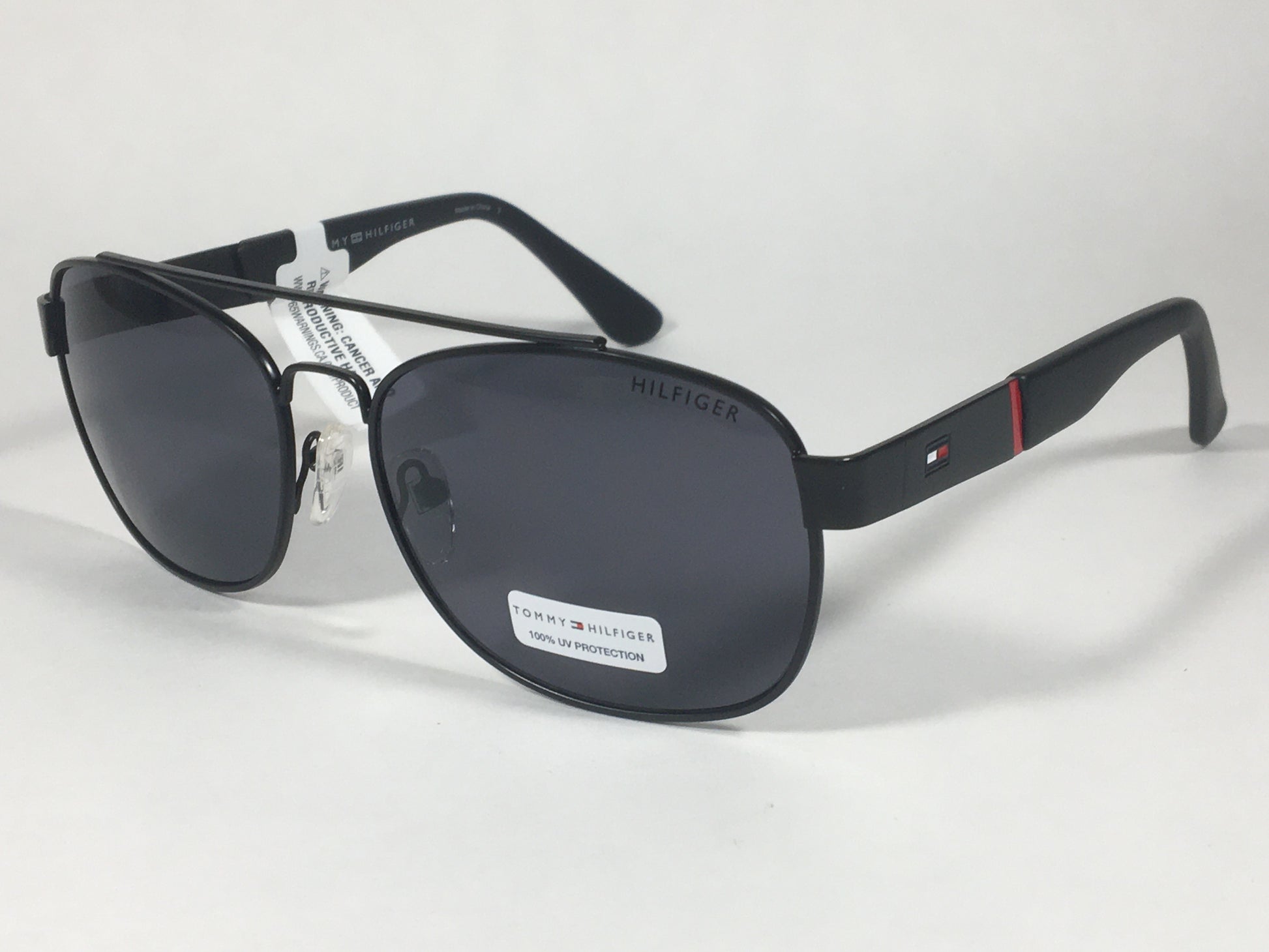 Tommy Hilfiger Brendan Rectangular Sunglasses Matte Black Gray Lens BRENDAN MM OM435 - Sunglasses