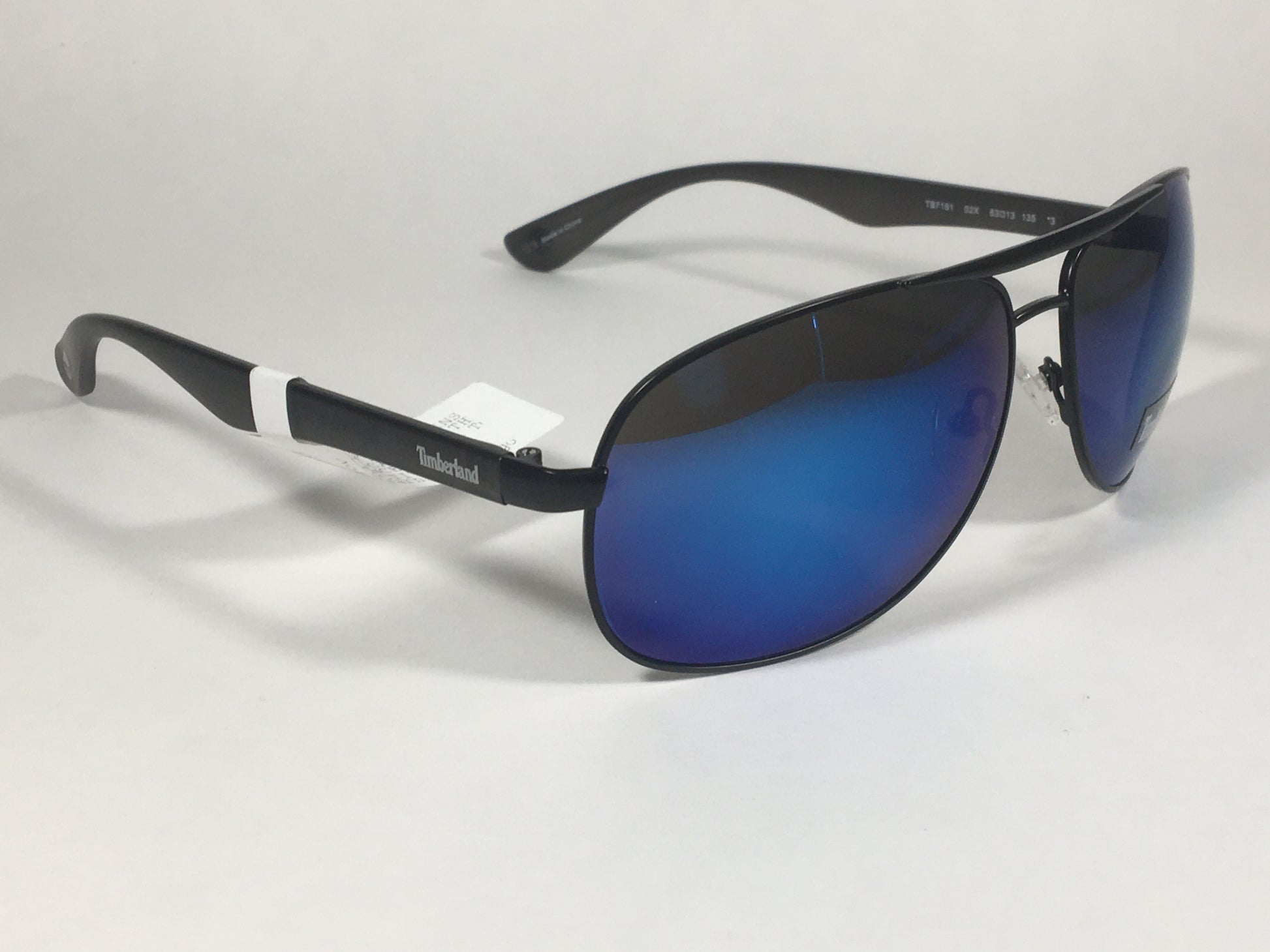 Timberland Aviator Sunglasses Matte Black Frame Blue Mirror Lens TB7151 02X - Sunglasses