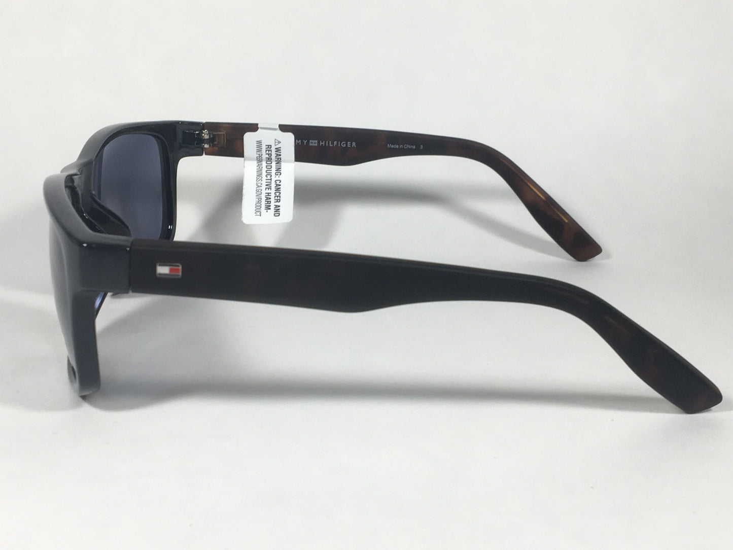 Tommy Hilfiger Luis Rectangular Sunglasses Black And Dark Tortoise Frame Gray Lens LUIS MP OM347 - Sunglasses