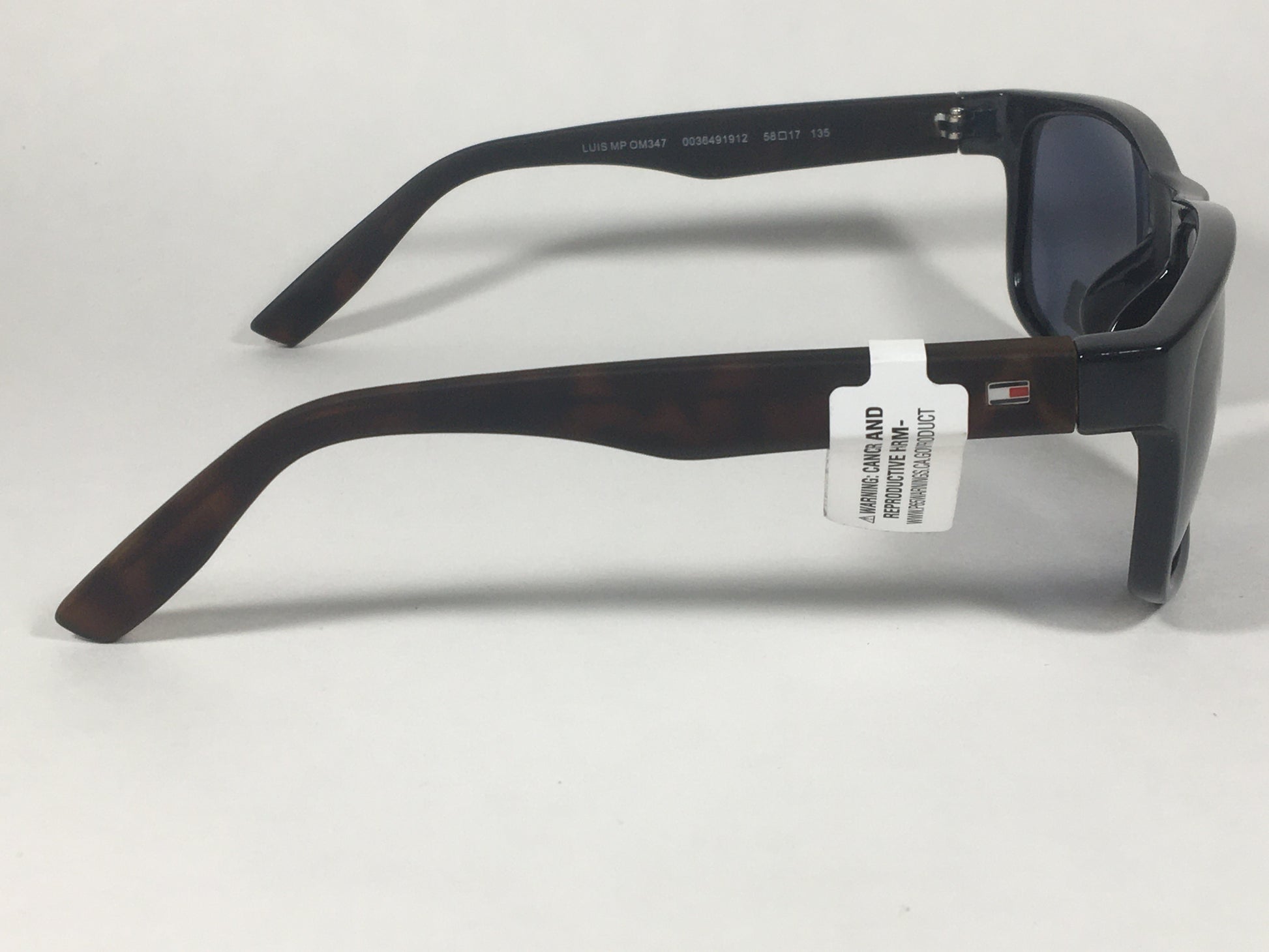 Tommy Hilfiger Luis Rectangular Sunglasses Black And Dark Tortoise Frame Gray Lens LUIS MP OM347 - Sunglasses