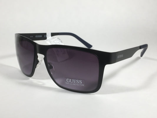 Guess Rectangular Sunglasses Matte Black Navy Blue Frame Smoke Gradient Lens GF0197 02B - Sunglasses