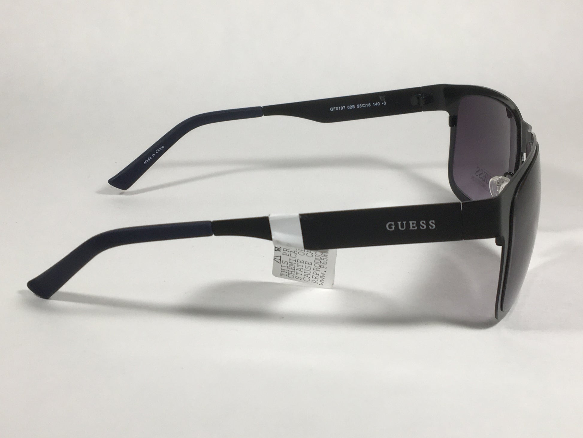 Guess Rectangular Sunglasses Matte Black Navy Blue Frame Smoke Gradient Lens GF0197 02B - Sunglasses