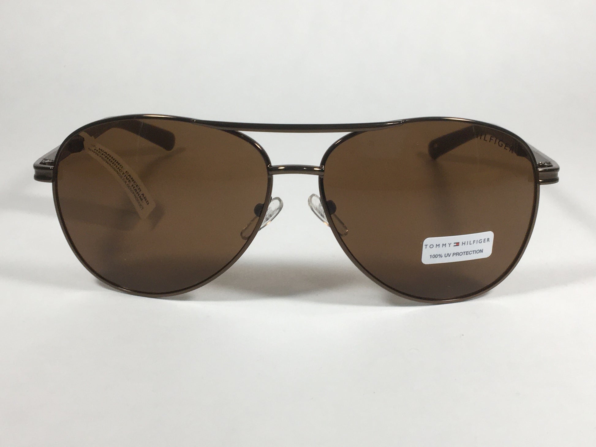 Tommy Hilfiger Bae Aviator Sunglasses Brown Bronze Metal Frame Brown Lens - Sunglasses