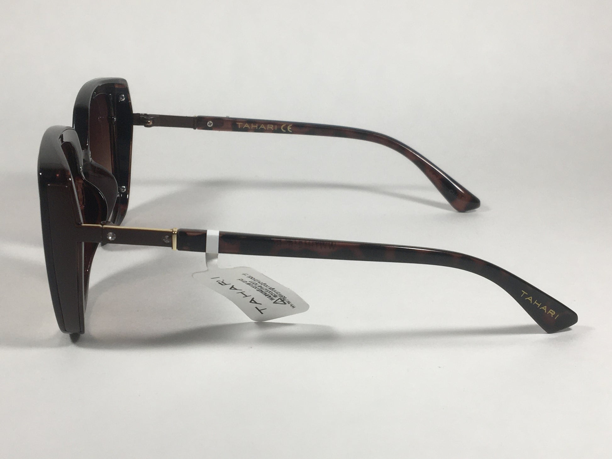 Tahari Cat Eye Square Sunglasses Brown Tortoise Frame Brown Gradient Lens TH769 TS - Sunglasses