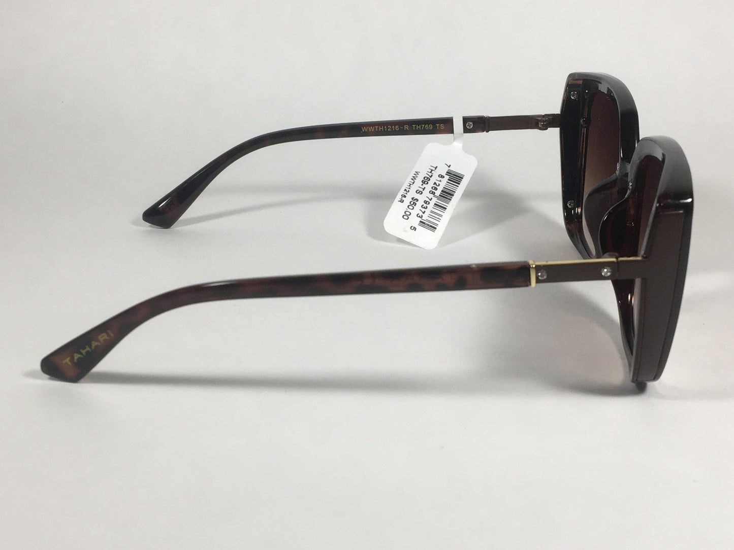 Tahari Cat Eye Square Sunglasses Brown Tortoise Frame Brown Gradient Lens TH769 TS - Sunglasses