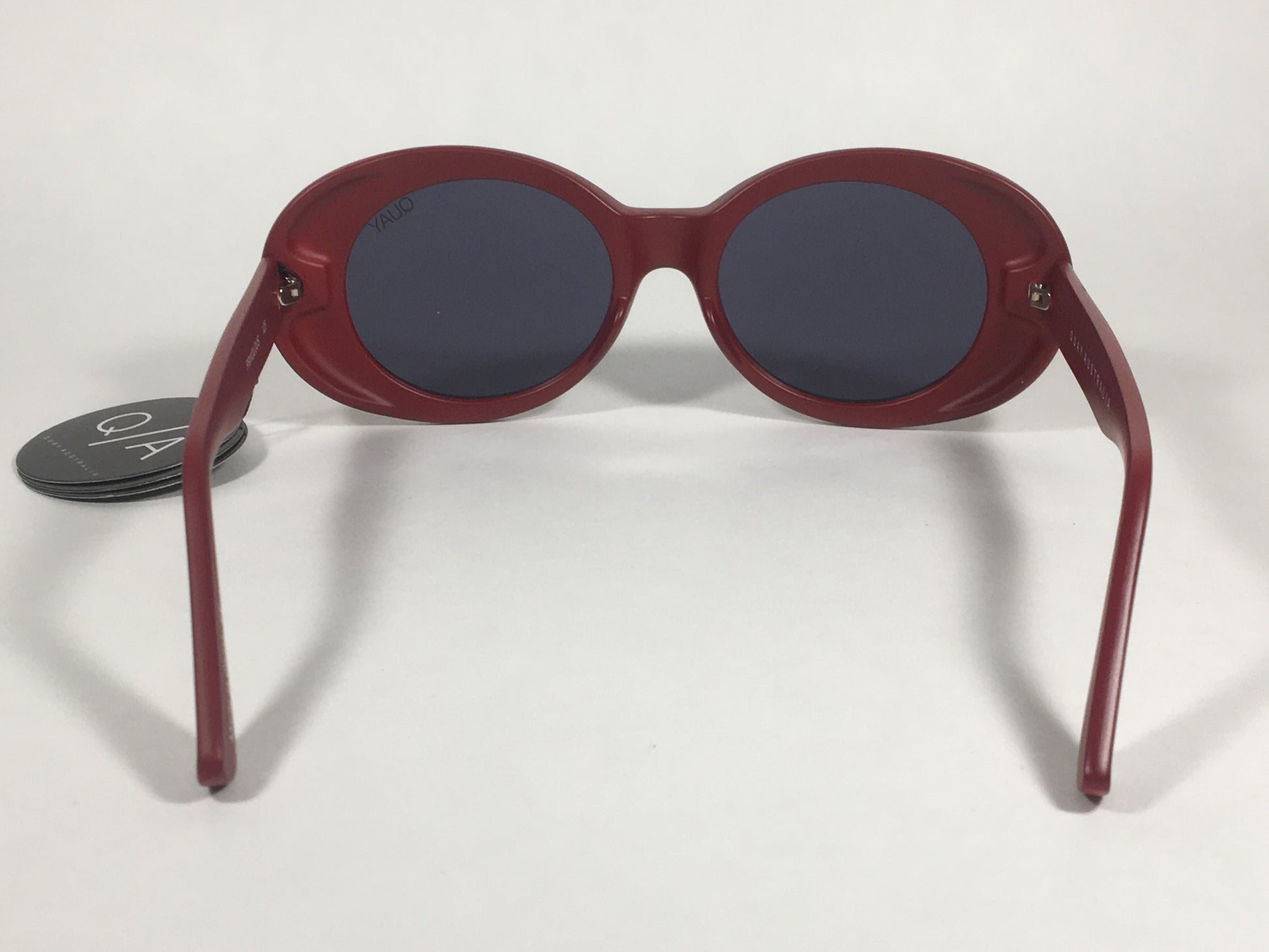 Quay Frivolous QW000293 RED/SMK Oval Sunglasses Matte Red Plastic Frame Smoke Gray Lens - Sunglasses