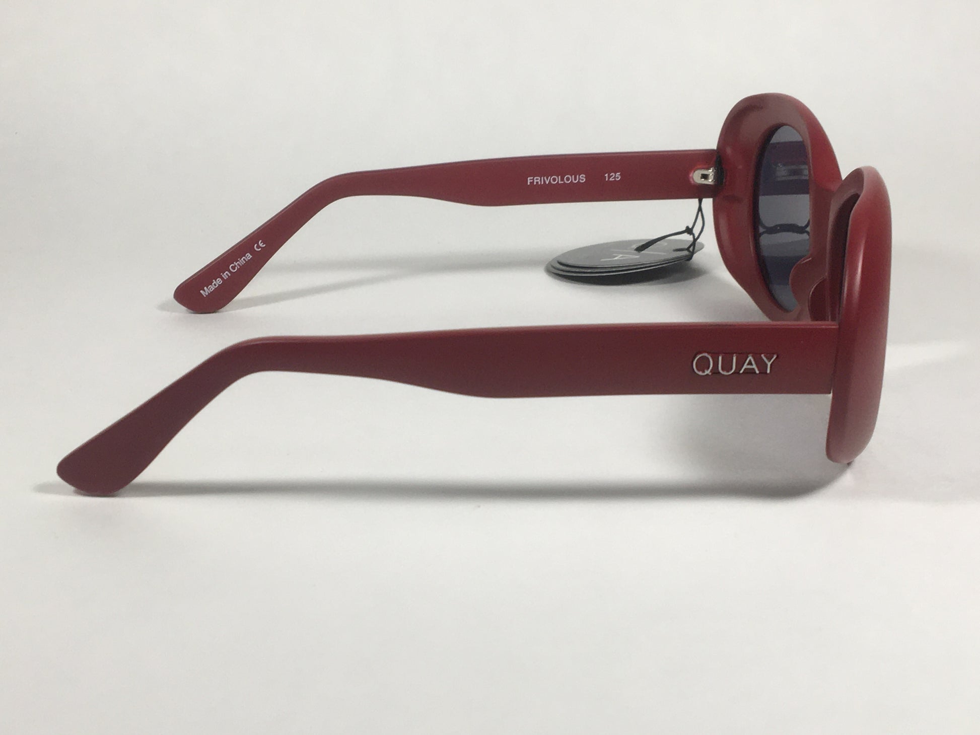 Quay Frivolous QW000293 RED/SMK Oval Sunglasses Matte Red Plastic Frame Smoke Gray Lens - Sunglasses