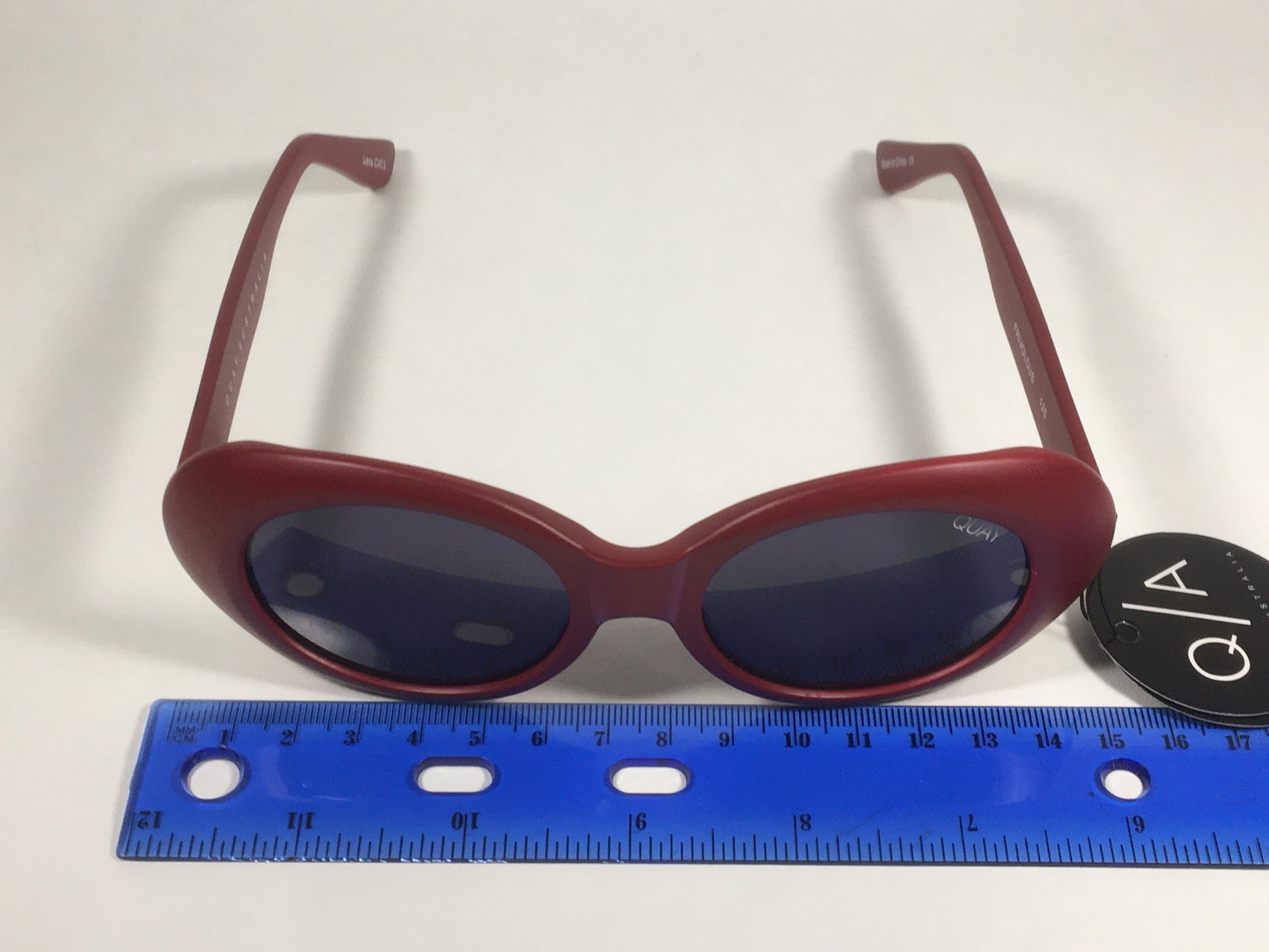 Quay Frivolous QW000293 RED/SMK Oval Sunglasses Matte Red Plastic Frame Smoke Gray Lens - Sunglasses