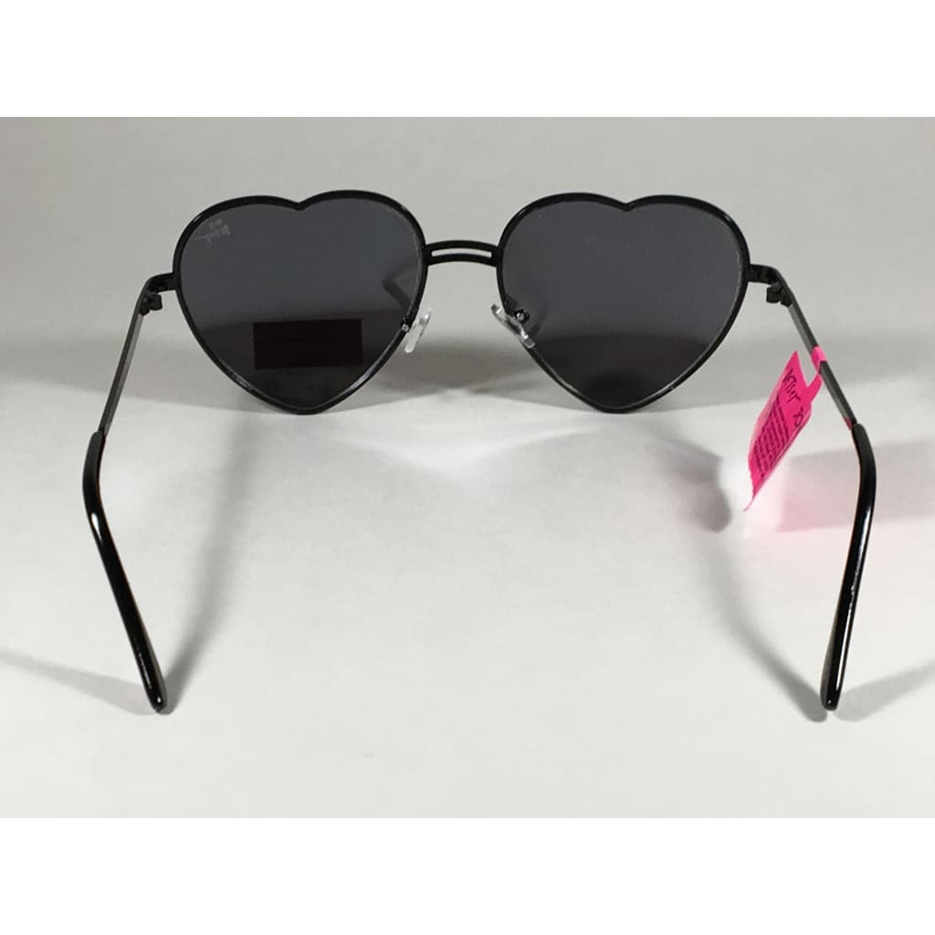 Betsey Johnson Bj445114 Blk Heart Sunglasses Black Metal Silver Mirror Lens - Sunglasses