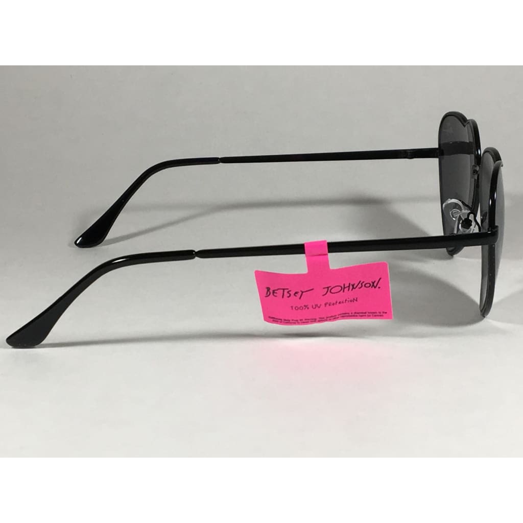 Betsey Johnson Bj445114 Blk Heart Sunglasses Black Metal Silver Mirror Lens - Sunglasses