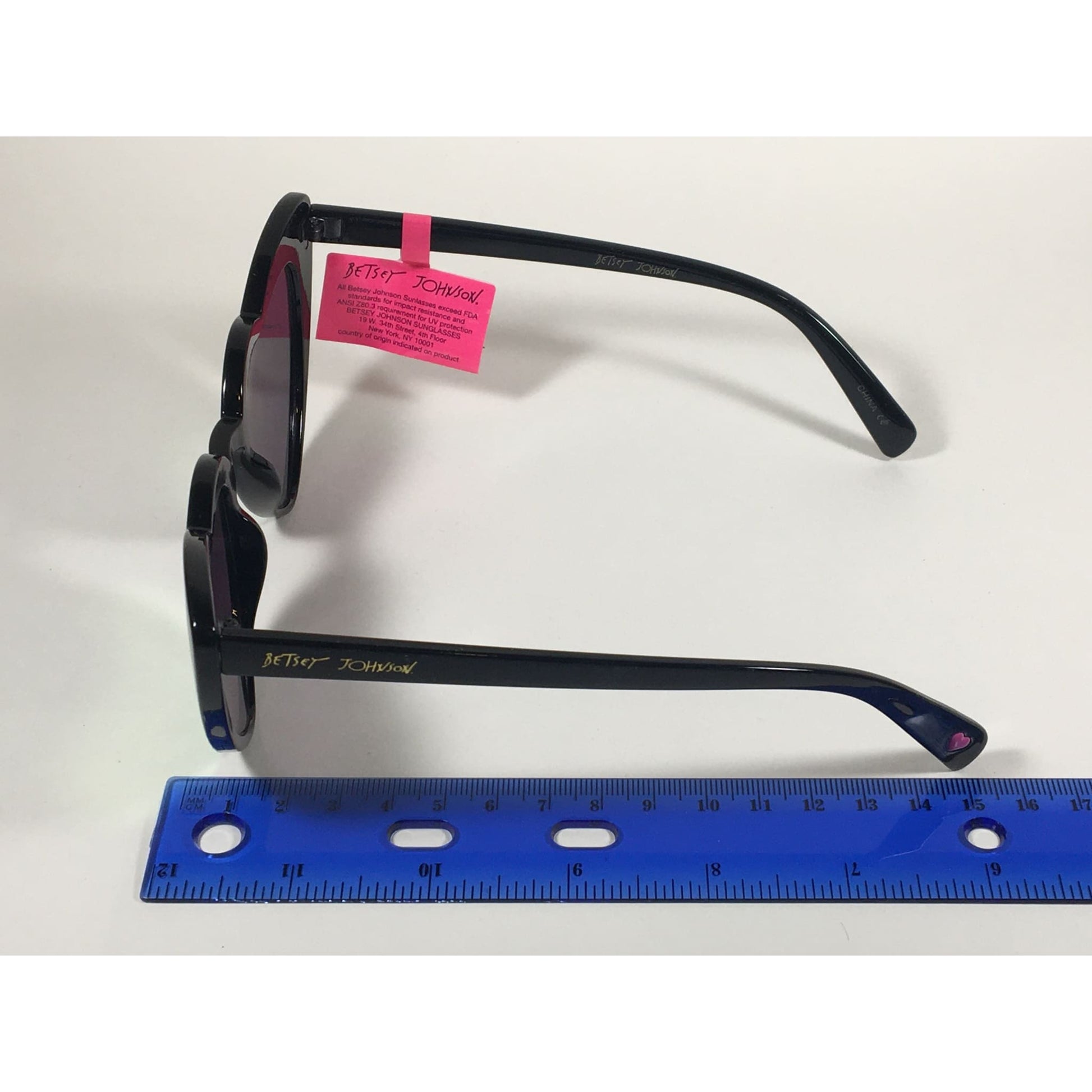 Betsey Johnson Sliding Heart Sunglasses Black Pink Coral Mirror Lens BJ899106 - Sunglasses