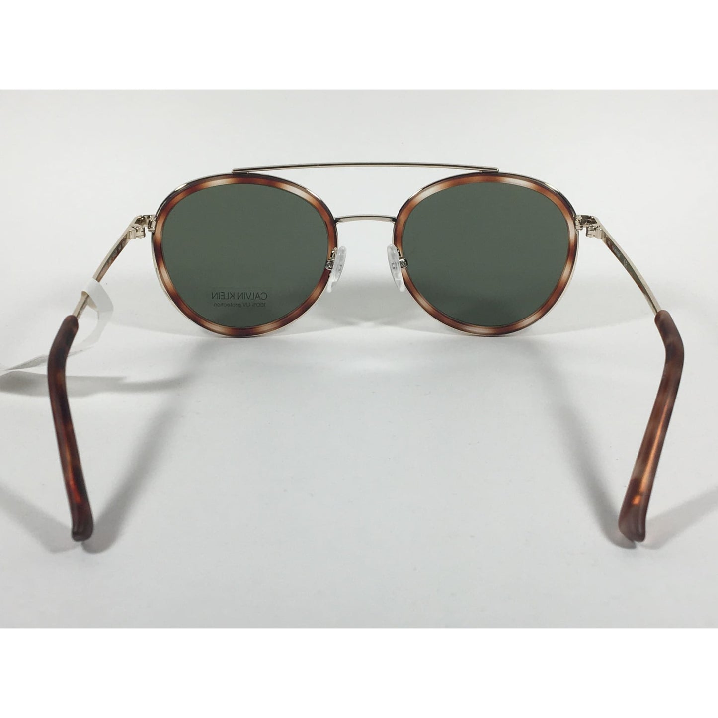 Calvin Klein CK19131S 240 Round Sunglasses Gold and Havana Green Lens - Sunglasses