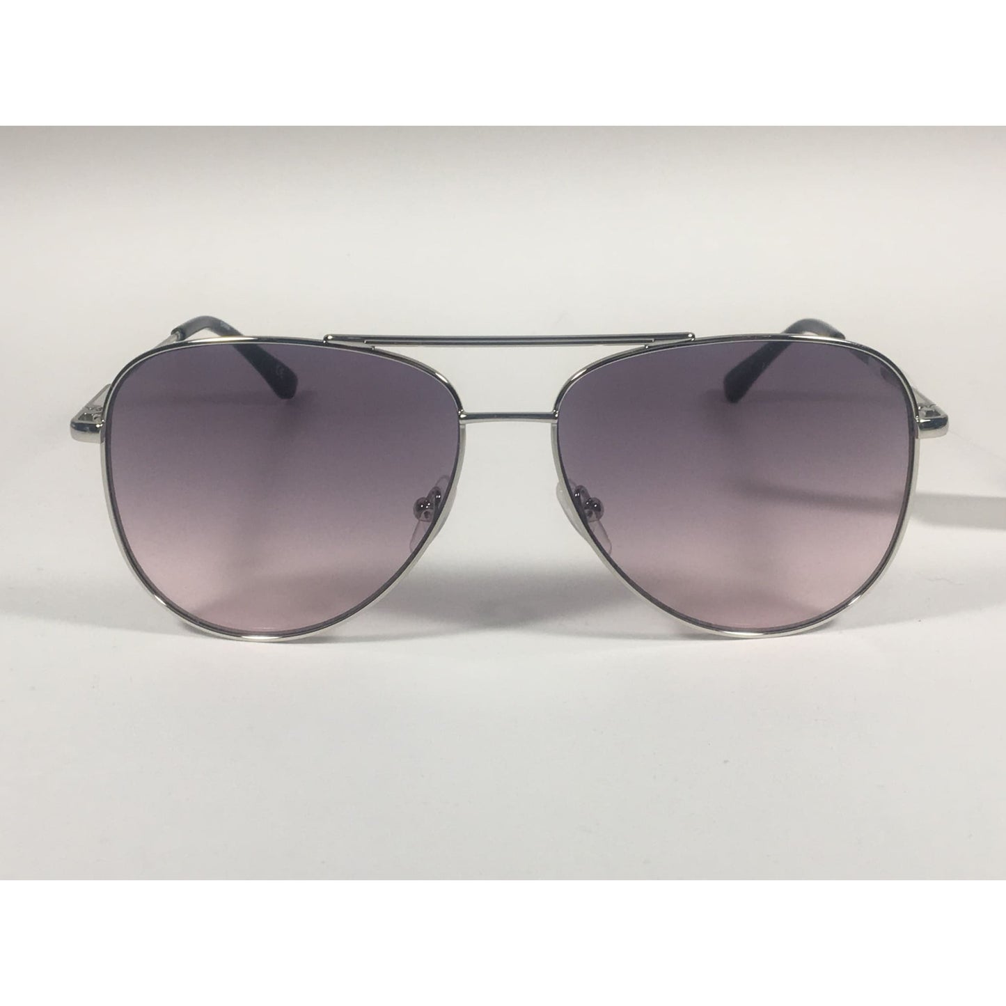 Calvin Klein CK19133S 045 Aviator Pilot Sunglasses Silver Metal Frame Pink Gray Gradient Lens - Sunglasses