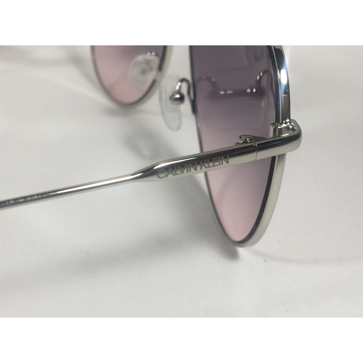 Calvin Klein CK19133S 045 Aviator Pilot Sunglasses Silver Metal Frame Pink Gray Gradient Lens - Sunglasses