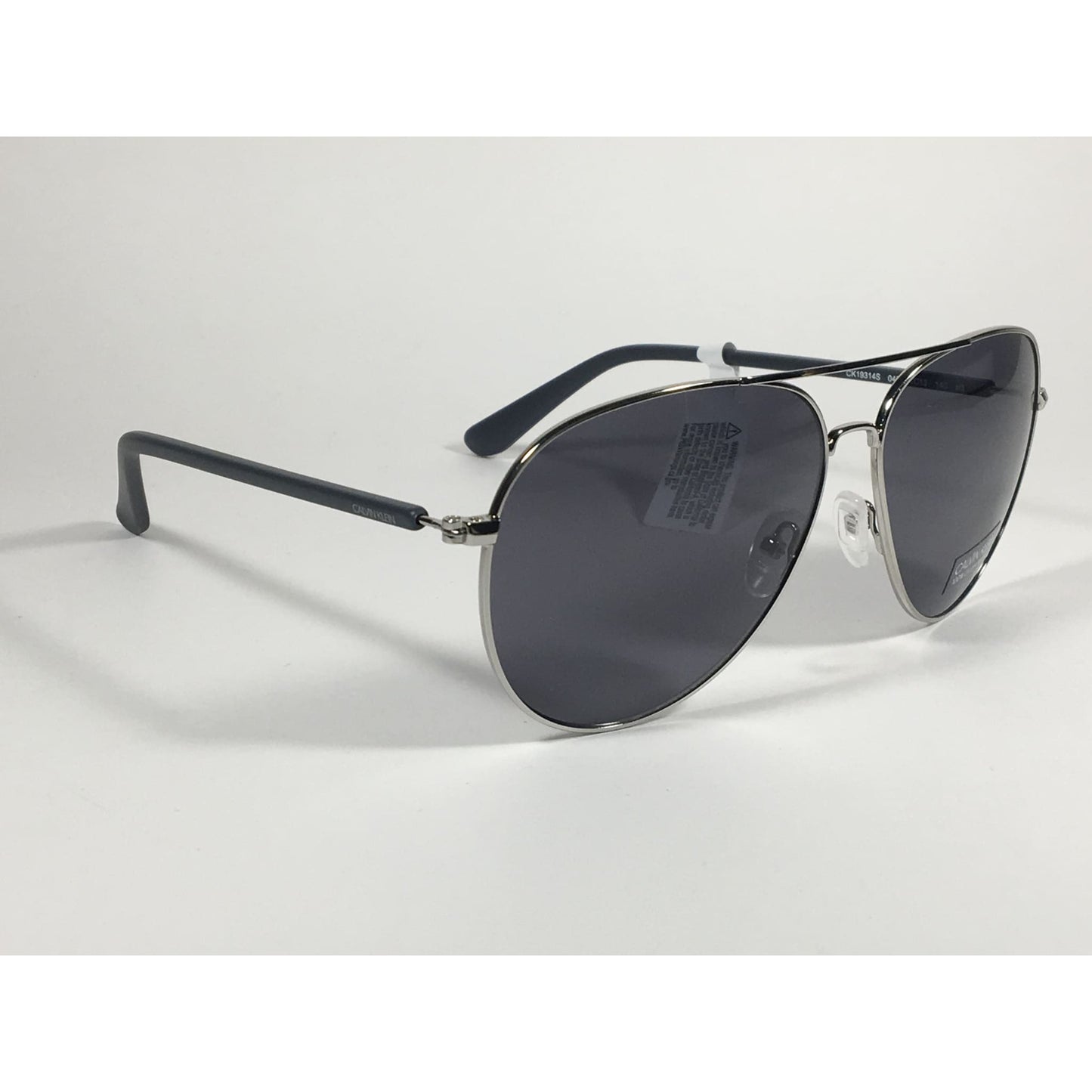 Calvin Klein CK19314S 045 Aviator Pilot Sunglasses Silver And Gray With Gray Lens - Sunglasses