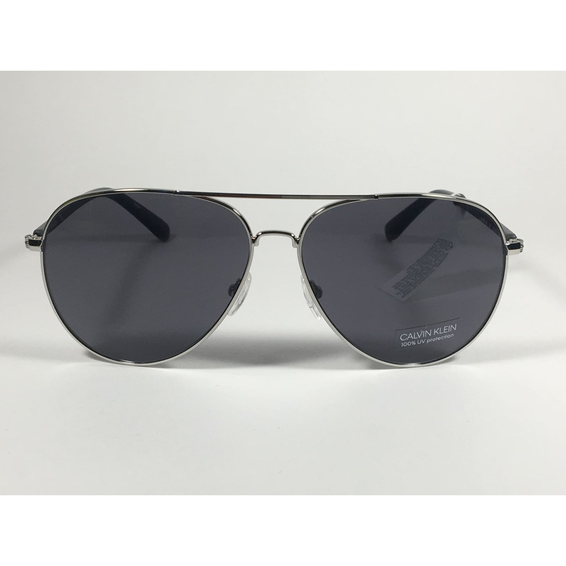 Calvin Klein CK19314S 045 Aviator Pilot Sunglasses Silver And Gray With Gray Lens - Sunglasses