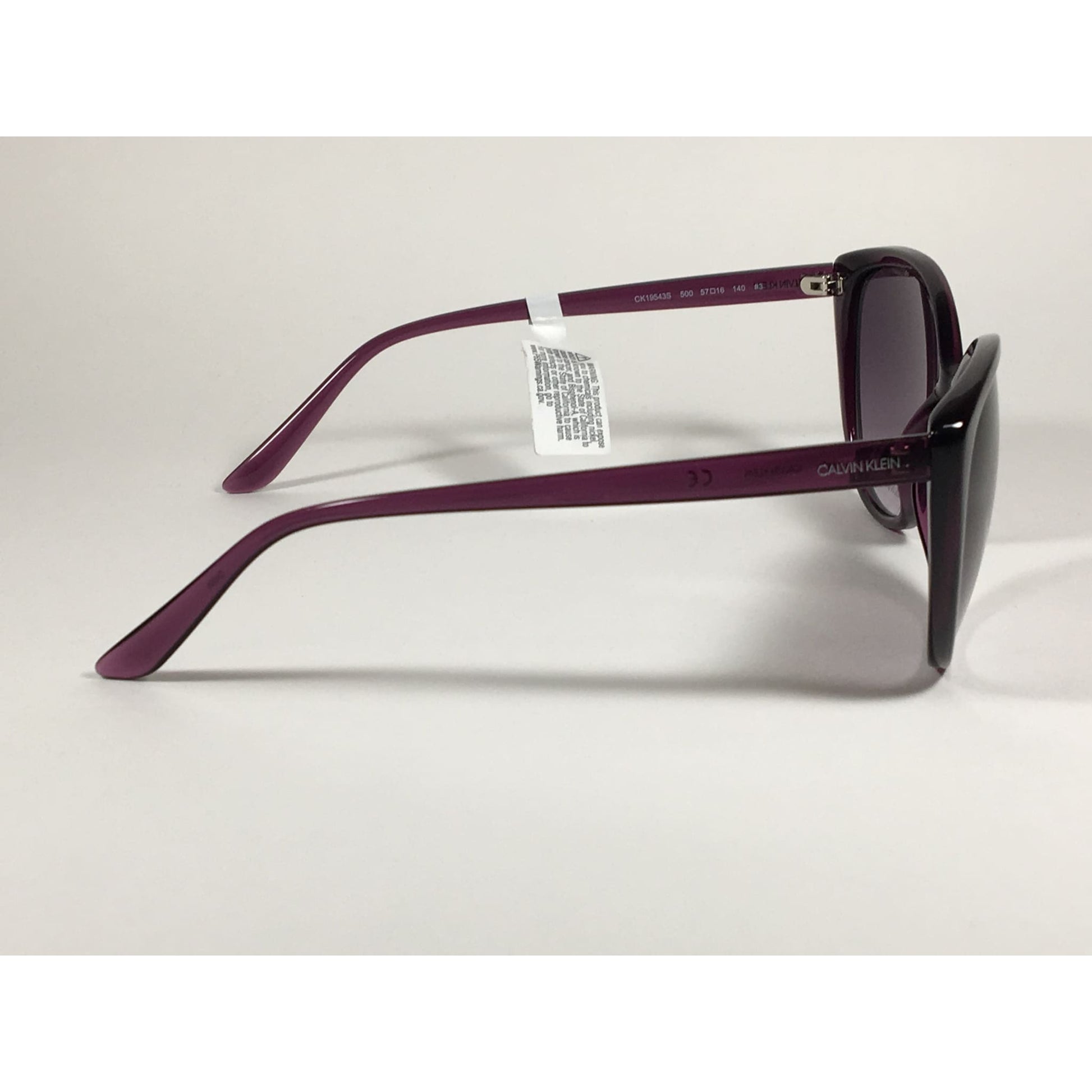 Calvin Klein CK19543S Cat Eye Sunglasses Purple Frame Smoke Gradient Lens - Sunglasses