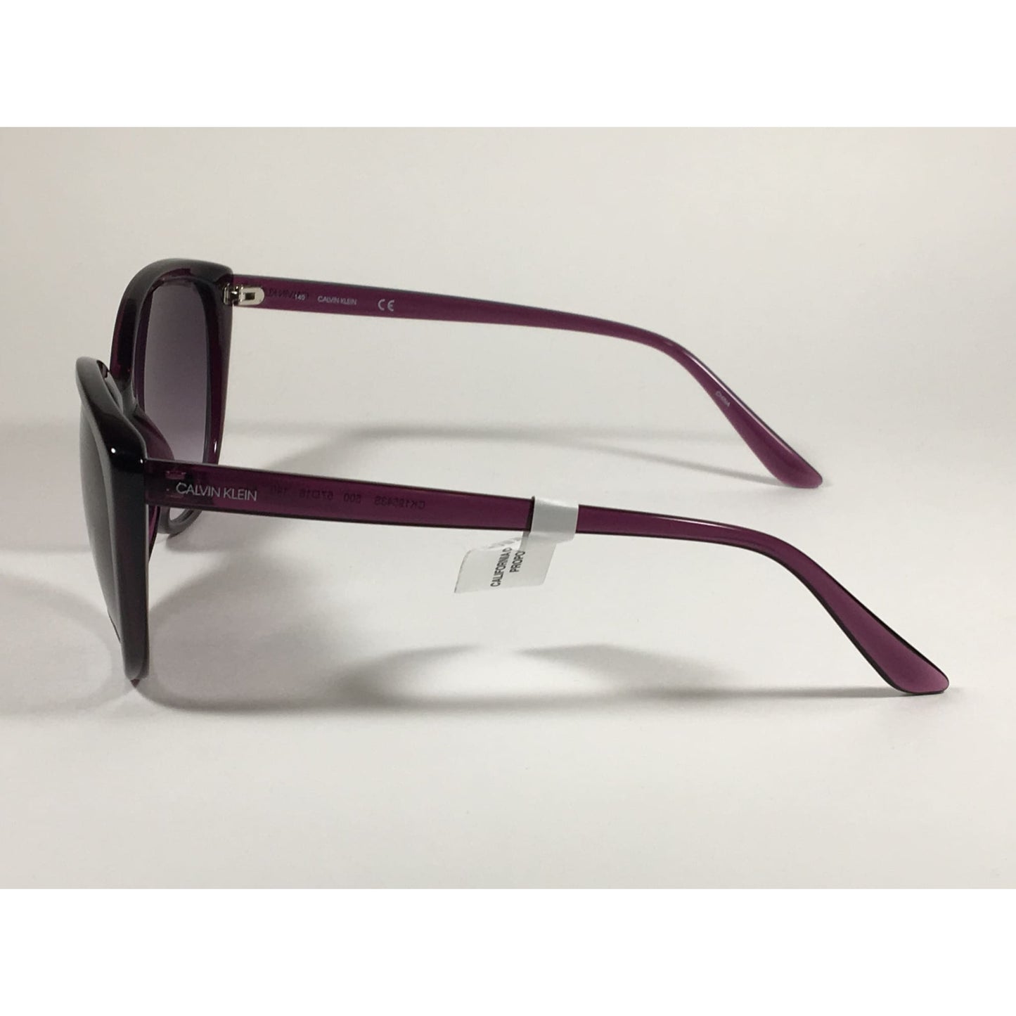 Calvin Klein CK19543S Cat Eye Sunglasses Purple Frame Smoke Gradient Lens - Sunglasses