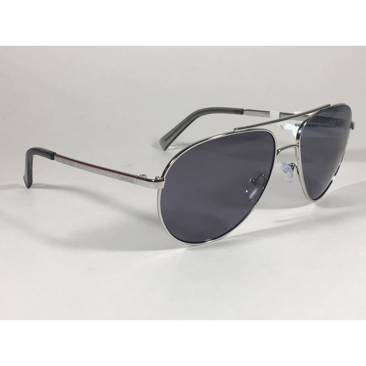 Calvin Klein R167S 045 Aviator Pilot Sunglasses Silver Metal Frame And Gray Lens - Sunglasses