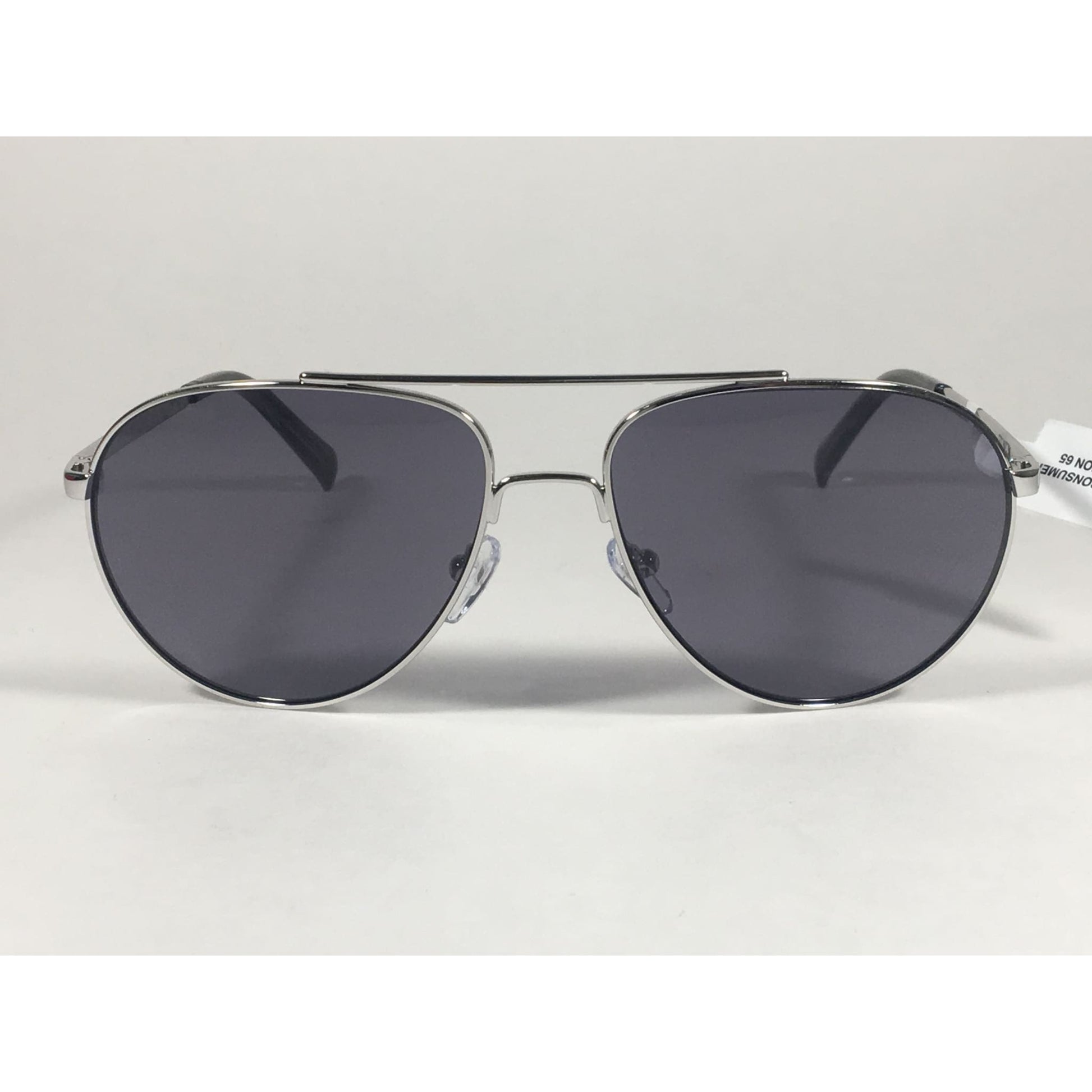 Calvin Klein R167S 045 Aviator Pilot Sunglasses Silver Metal Frame And Gray Lens - Sunglasses