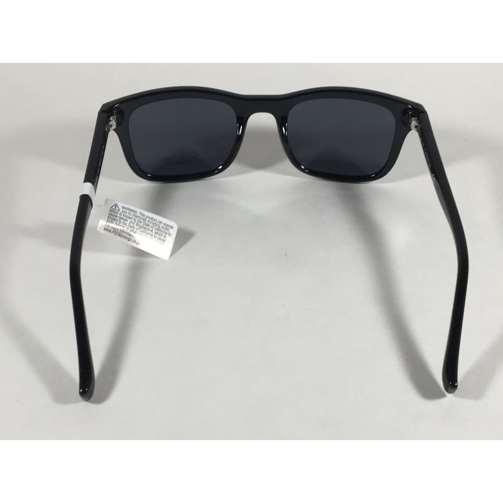 Calvin Klein R748S 001 Sleek Rectangle Sunglasses Black Gloss Gray Lens - Sunglasses