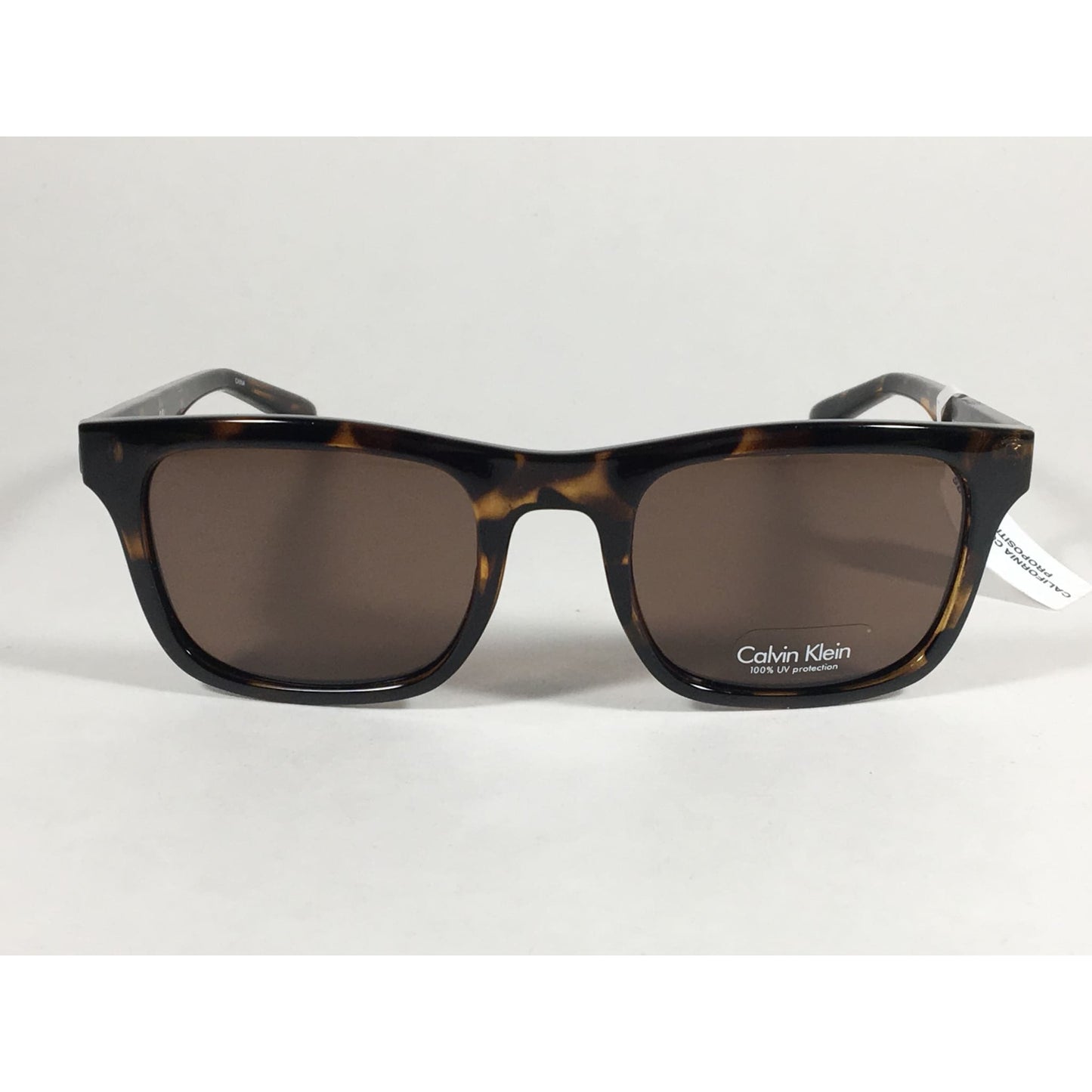 Calvin Klein R748S 206 Sleek Rectangle Sunglasses Brown Tortoise Brown Lens 50mm - Sunglasses